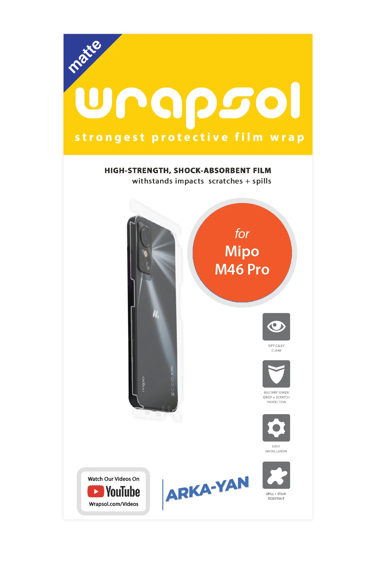 Mipo M46 Pro - Arka/Yan Koruyucu Mat Şeffaf Poliüretan Film (150 micron)