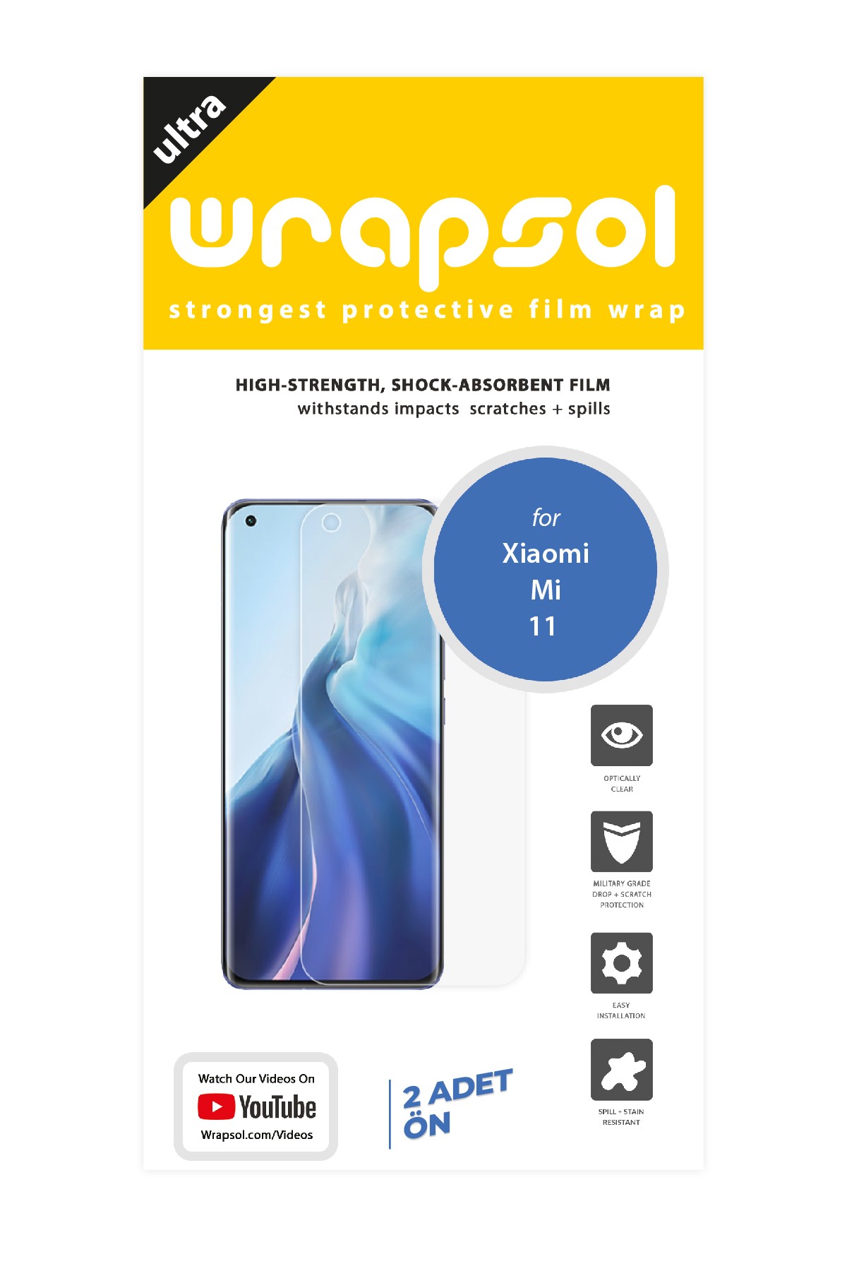 Xiaomi Mi 11 - Ekran Koruyucu Parlak Şeffaf Poliüretan Film (150 mikron)