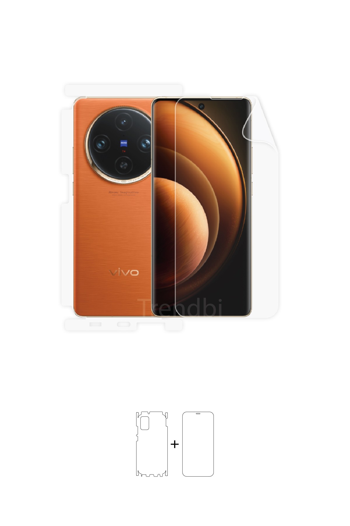 Vivo X100 Pro - Fullbody Koruyucu Parlak Şeffaf Poliüretan Film (150 micron)