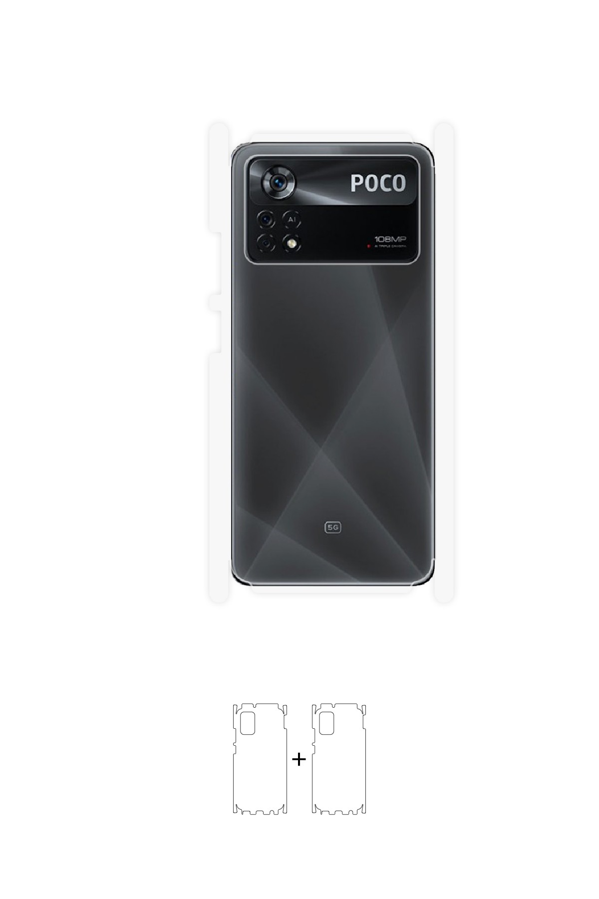 Xiaomi Poco M4 Pro - Arka/Yan Koruyucu Parlak Şeffaf Poliüretan Film (150 micron)