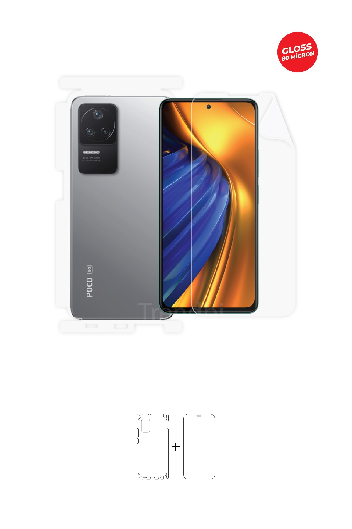 Xiaomi Poco F4 - Fullbody Koruyucu Parlak Şeffaf TPU Film (80 micron)