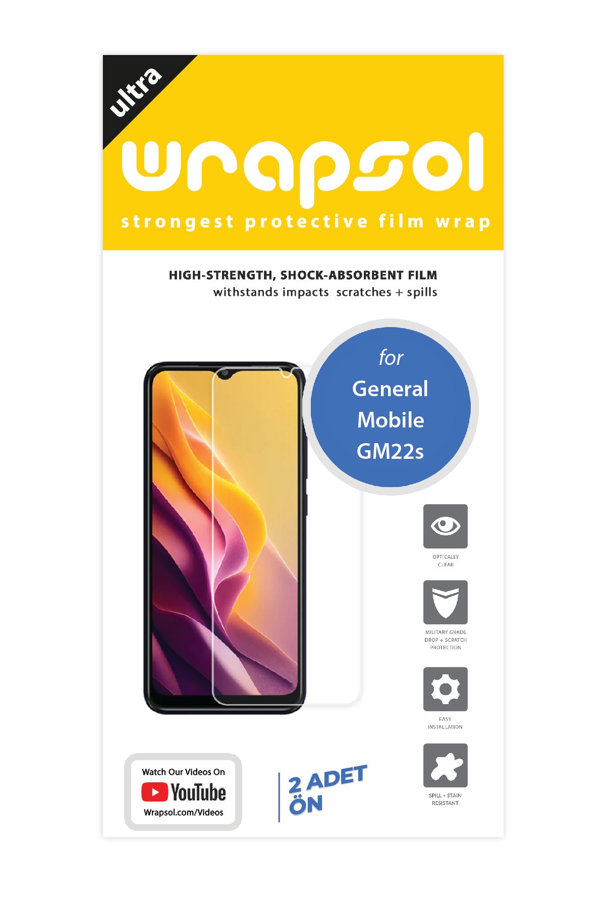 General Mobile GM 22S - Ekran Koruyucu Parlak Şeffaf Poliüretan Film (150 mikron)