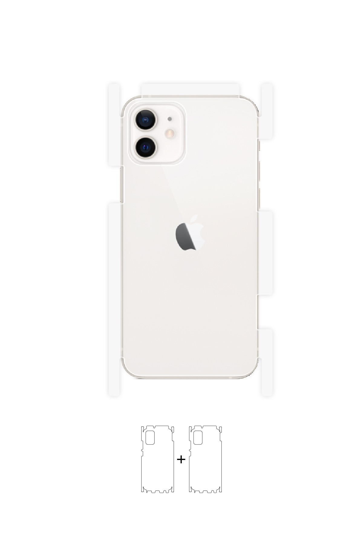 iPhone 12 - Arka/Yan Koruyucu Parlak Şeffaf Poliüretan Film (150 micron)