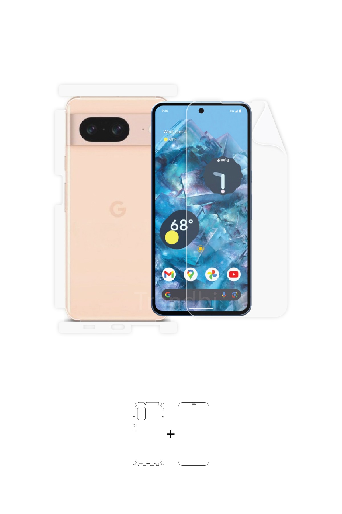 Google Pixel 8 - Fullbody Koruyucu Parlak Şeffaf Poliüretan Film (150 micron)