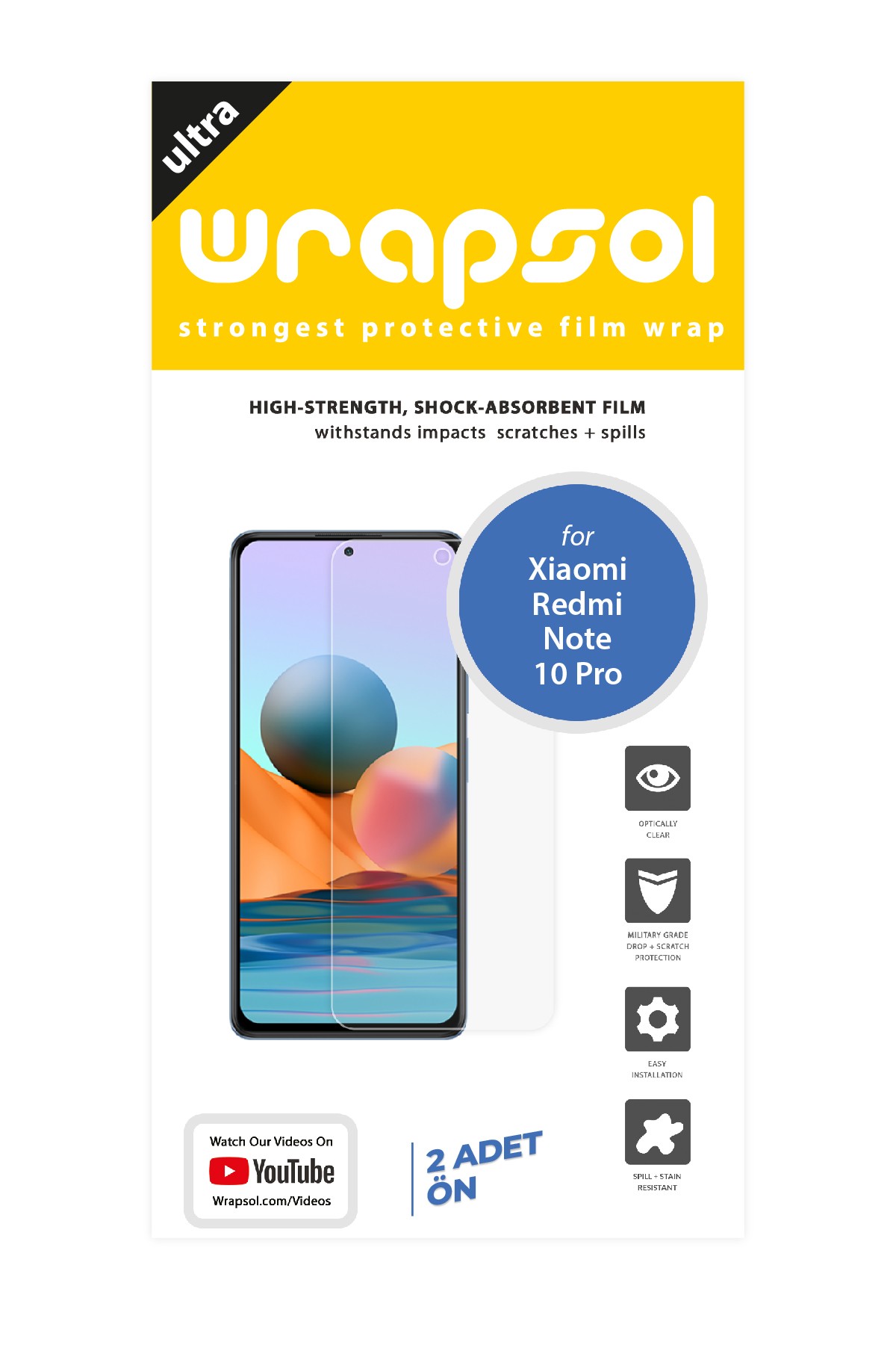 Xiaomi Redmi Note 10 Pro - Ekran Koruyucu Parlak Şeffaf Poliüretan Film (150 mikron)