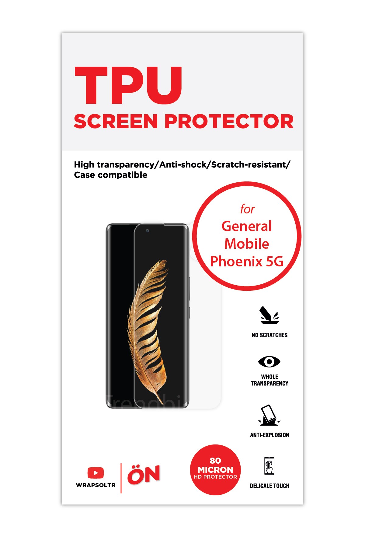 General Mobile Phoenix 5G - Ekran Koruyucu Parlak Şeffaf TPU Film (80 micron)