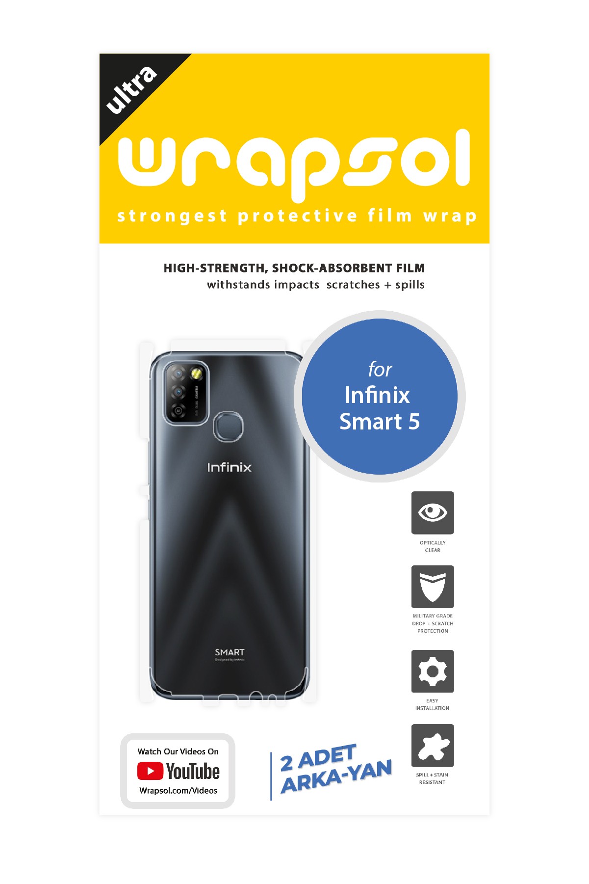 Infinix Smart 5 - Arka/Yan Koruyucu Parlak Şeffaf Poliüretan Film (150 micron)
