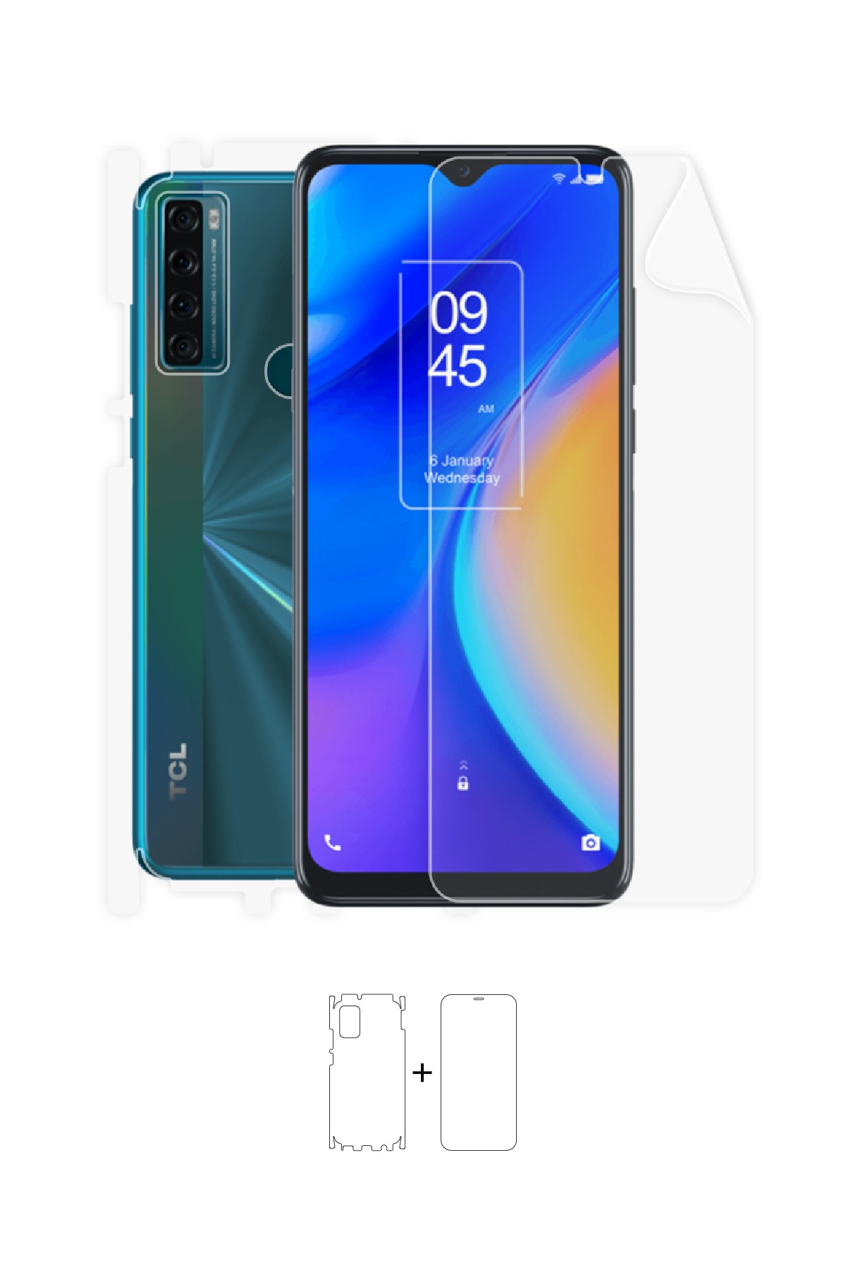 TCL 20 SE - Fullbody Koruyucu Parlak Şeffaf Poliüretan Film (150 micron)