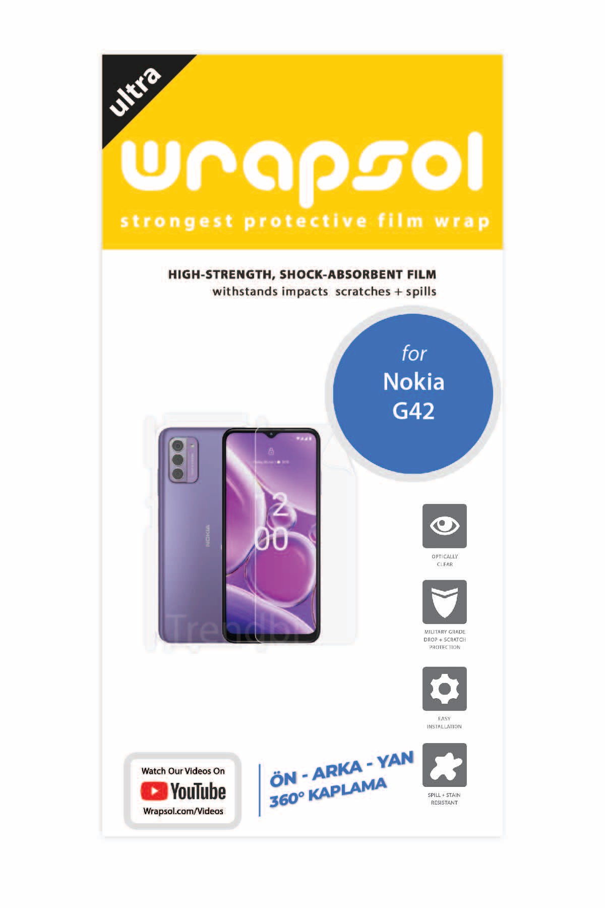 Nokia G42 - Fullbody Koruyucu Parlak Şeffaf Poliüretan Film (150 micron)