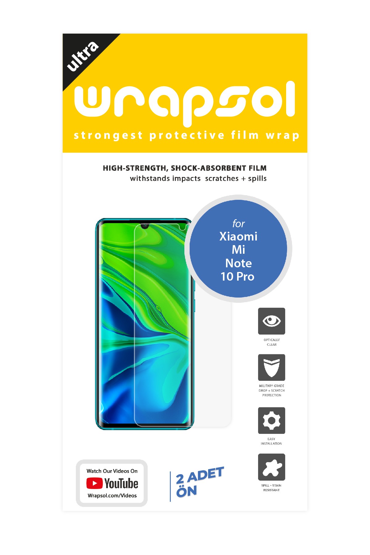 Xiaomi Mi Note 10 Pro - Ekran Koruyucu Parlak Şeffaf Poliüretan Film (150 mikron)