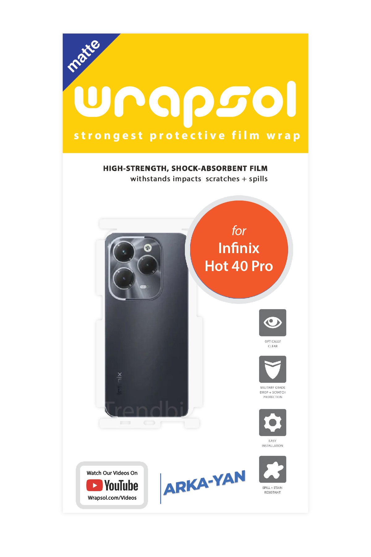 Infinix Hot 40 Pro - Arka/Yan Koruyucu Mat Şeffaf Poliüretan Film (150 micron)