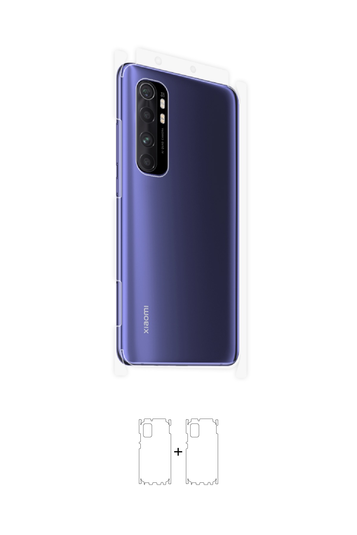 Xiaomi Mi Note 10 Lite - Arka/Yan Koruyucu Parlak Şeffaf Poliüretan Film (150 micron)