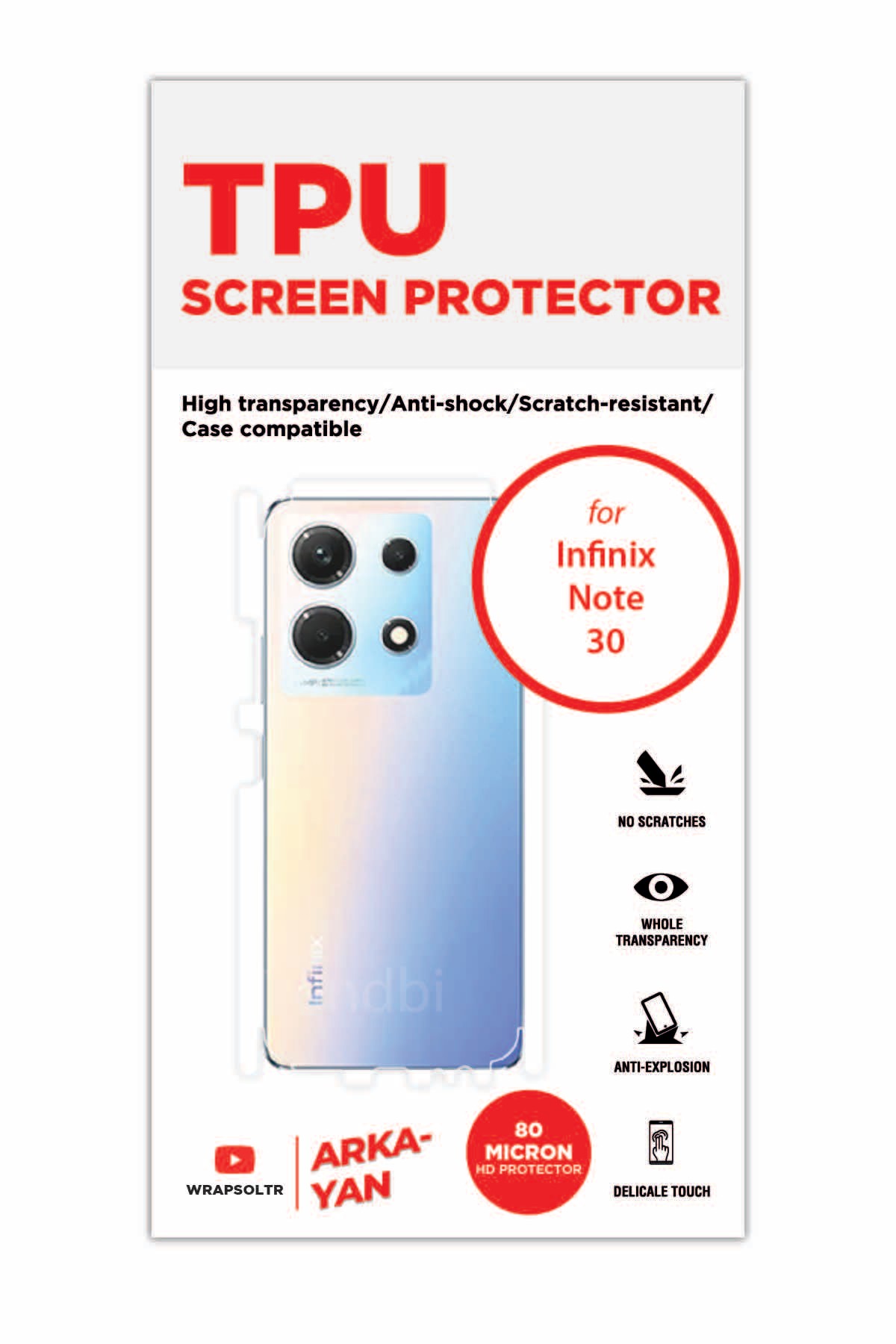 Infinix Note 30 - Arka/Yan Koruyucu Parlak Şeffaf TPU Film (80 micron)