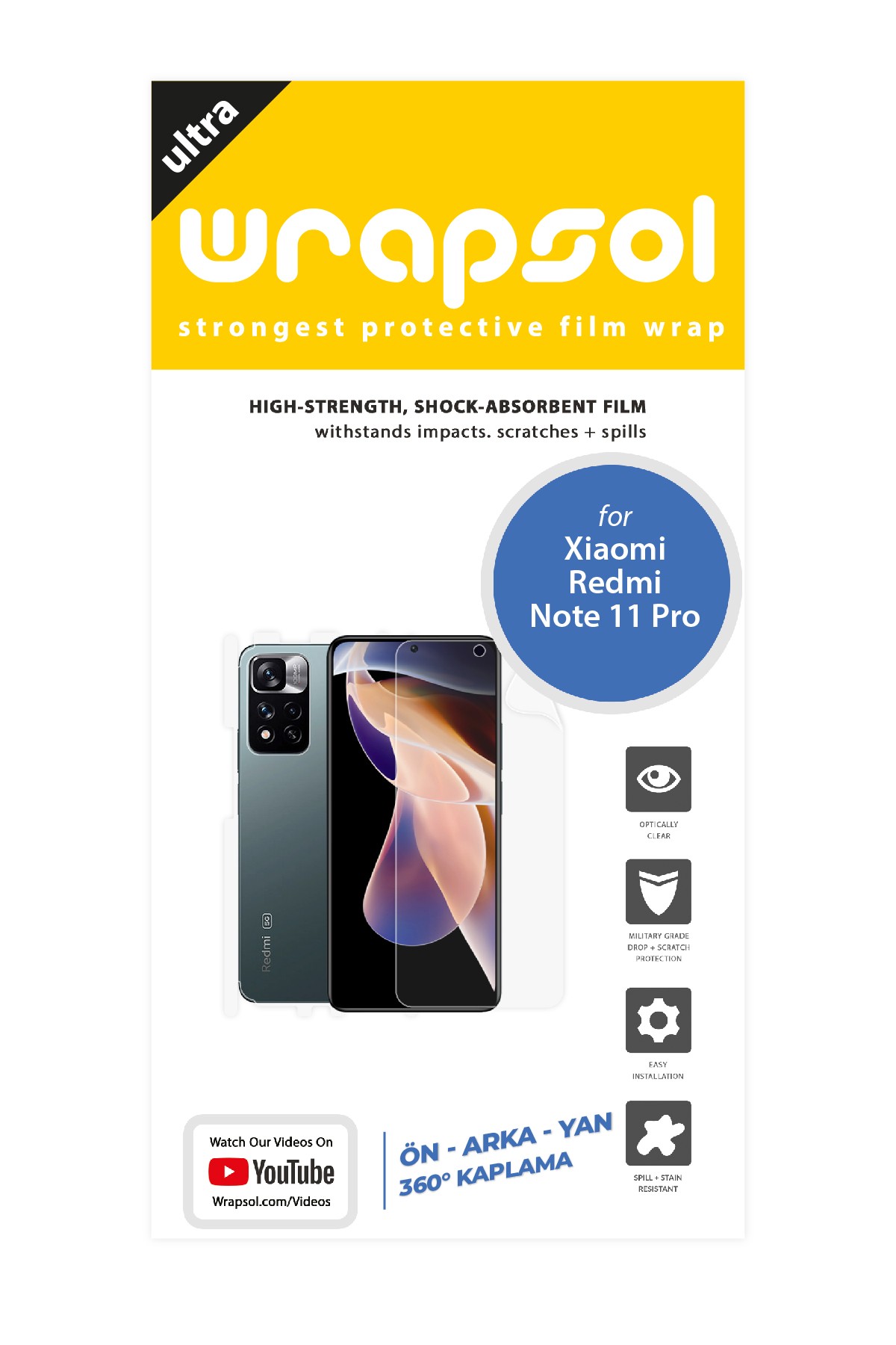 Xiaomi Redmi Note 11 Pro Plus - Fullbody Koruyucu Parlak Şeffaf Poliüretan Film (150 micron)