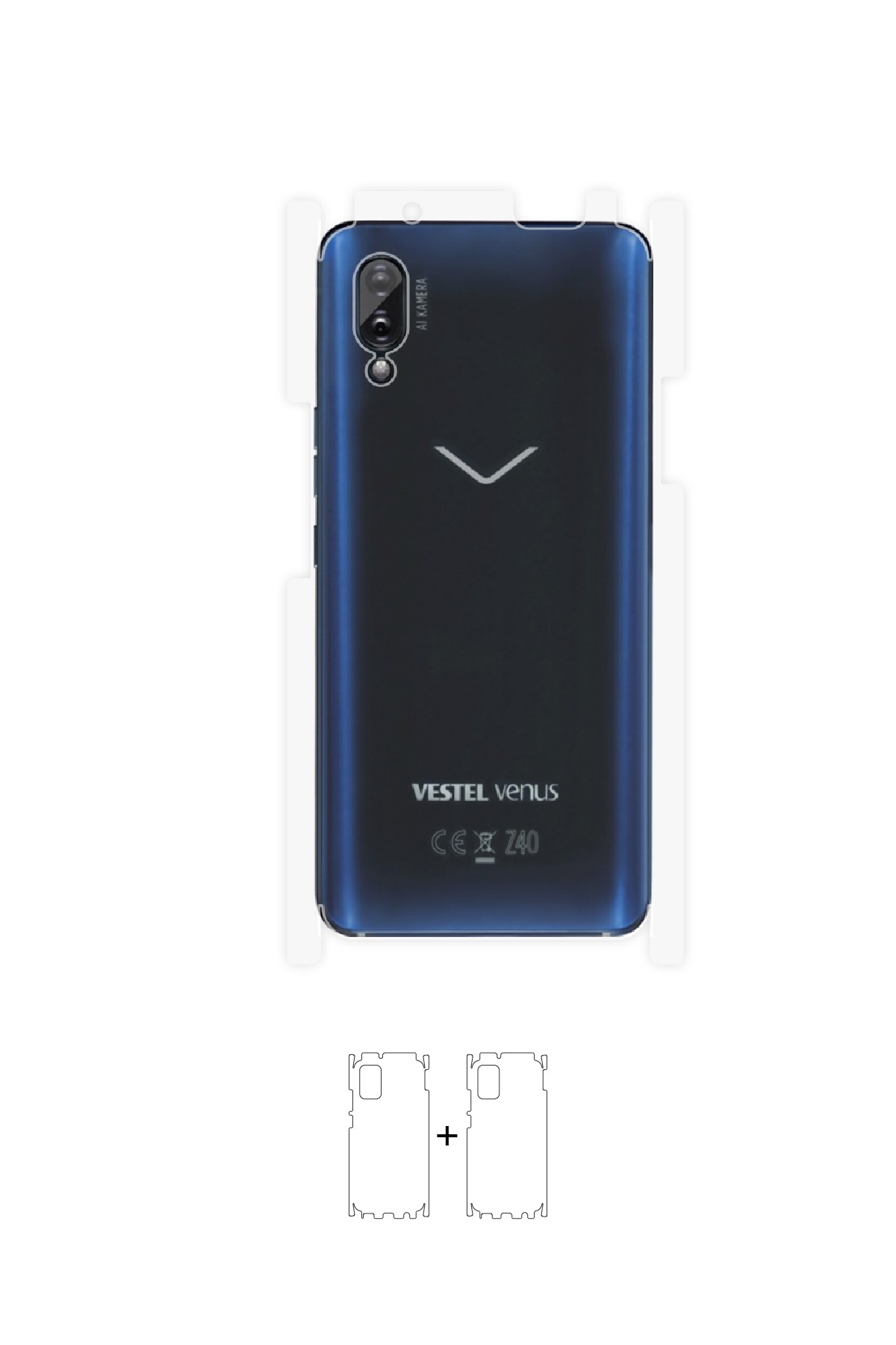 Vestel Venus Z40 - Arka/Yan Koruyucu Parlak Şeffaf Poliüretan Film (150 micron)