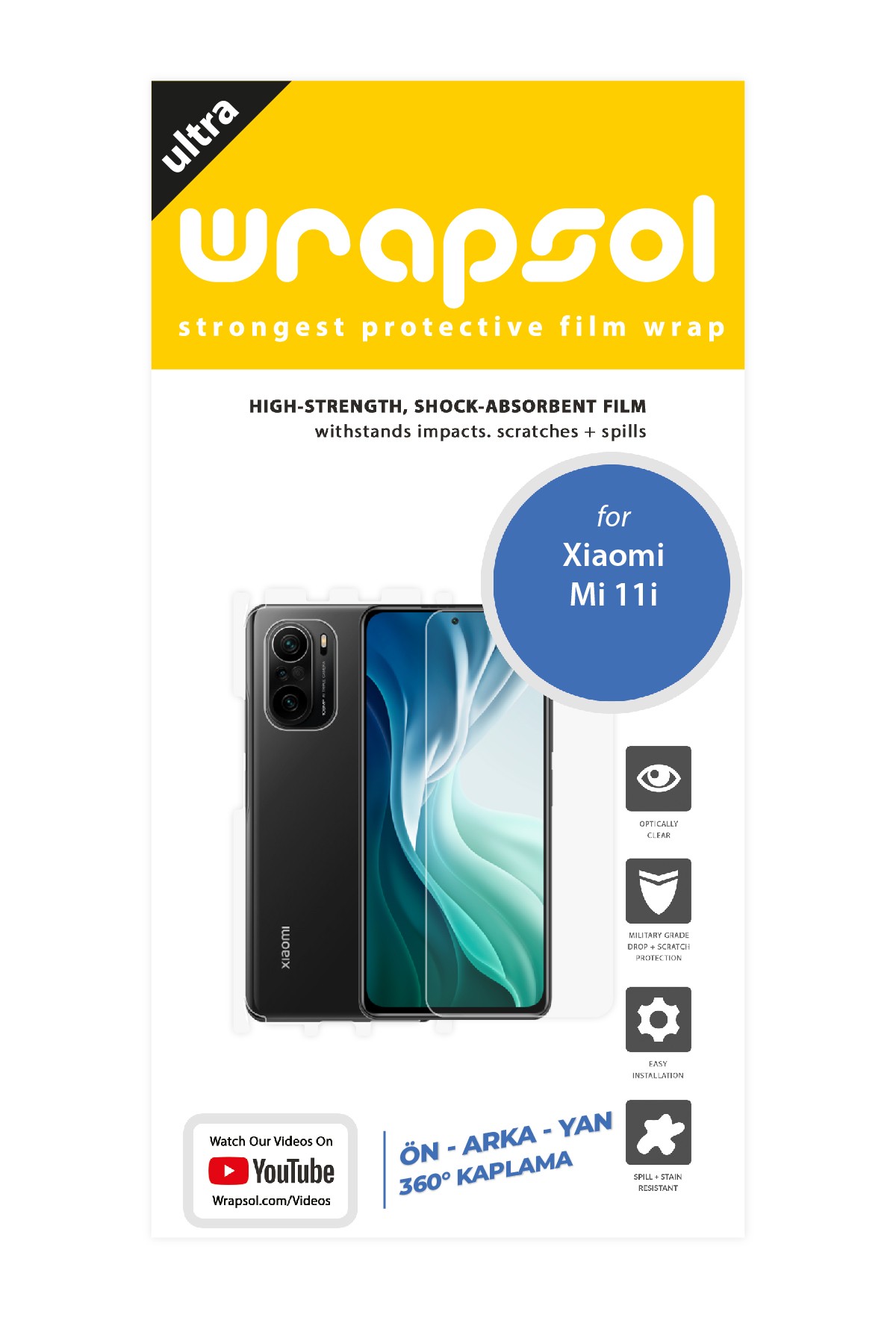 Xiaomi Mi 11i - Fullbody Koruyucu Parlak Şeffaf Poliüretan Film (150 micron)