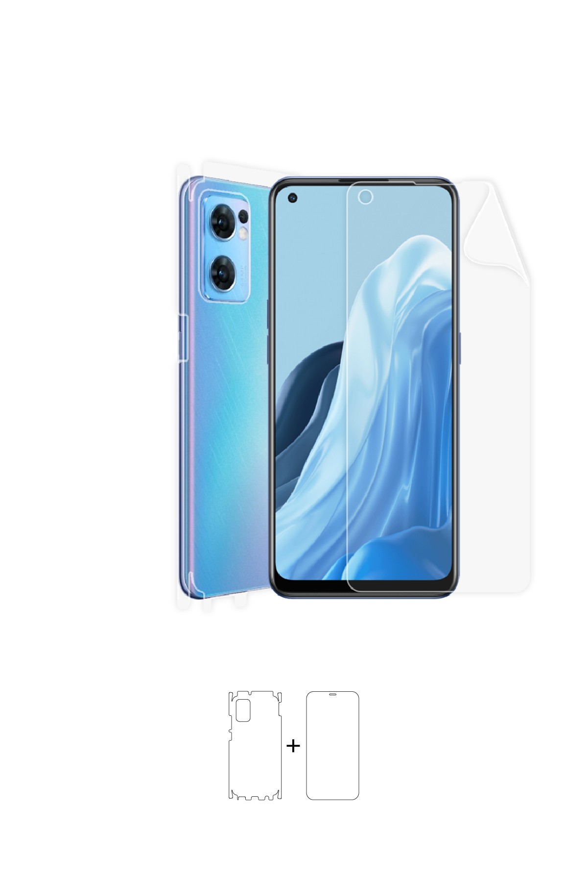Oppo Reno 7 5G - Fullbody Koruyucu Parlak Şeffaf Poliüretan Film (150 micron)