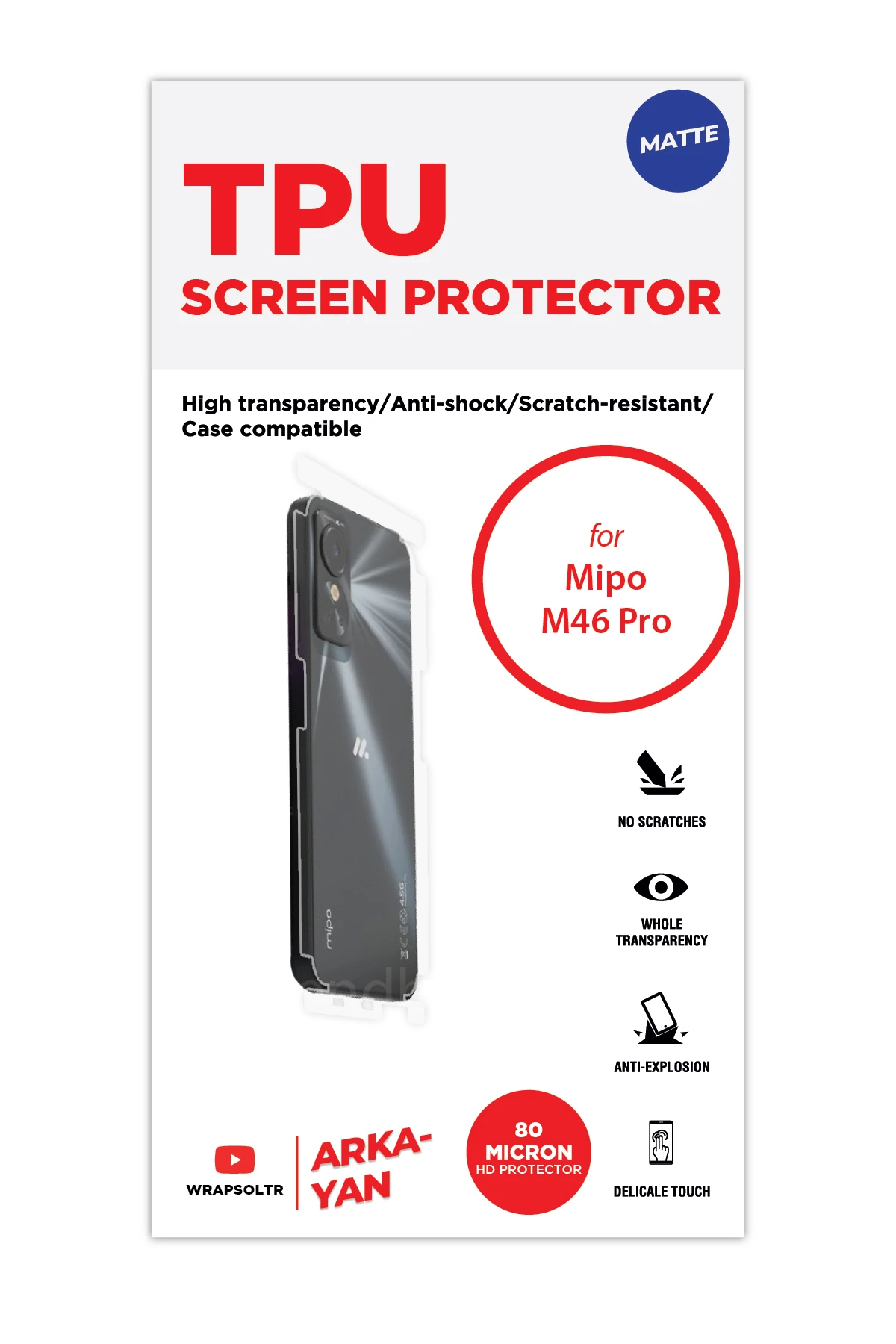 Mipo M46 Pro - Arka/Yan Koruyucu Mat TPU Film (80 micron)