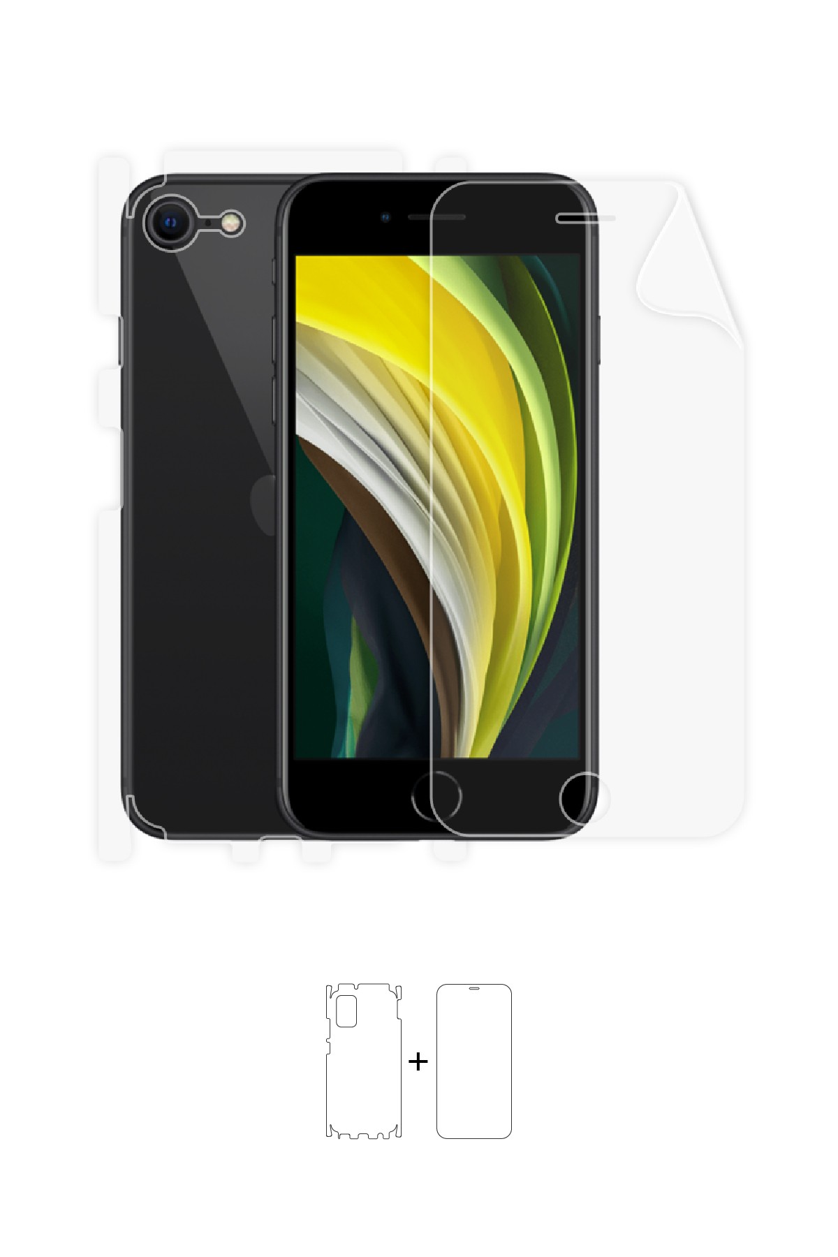 iPhone SE 2020 - Fullbody Koruyucu Parlak Şeffaf Poliüretan Film (150 micron)