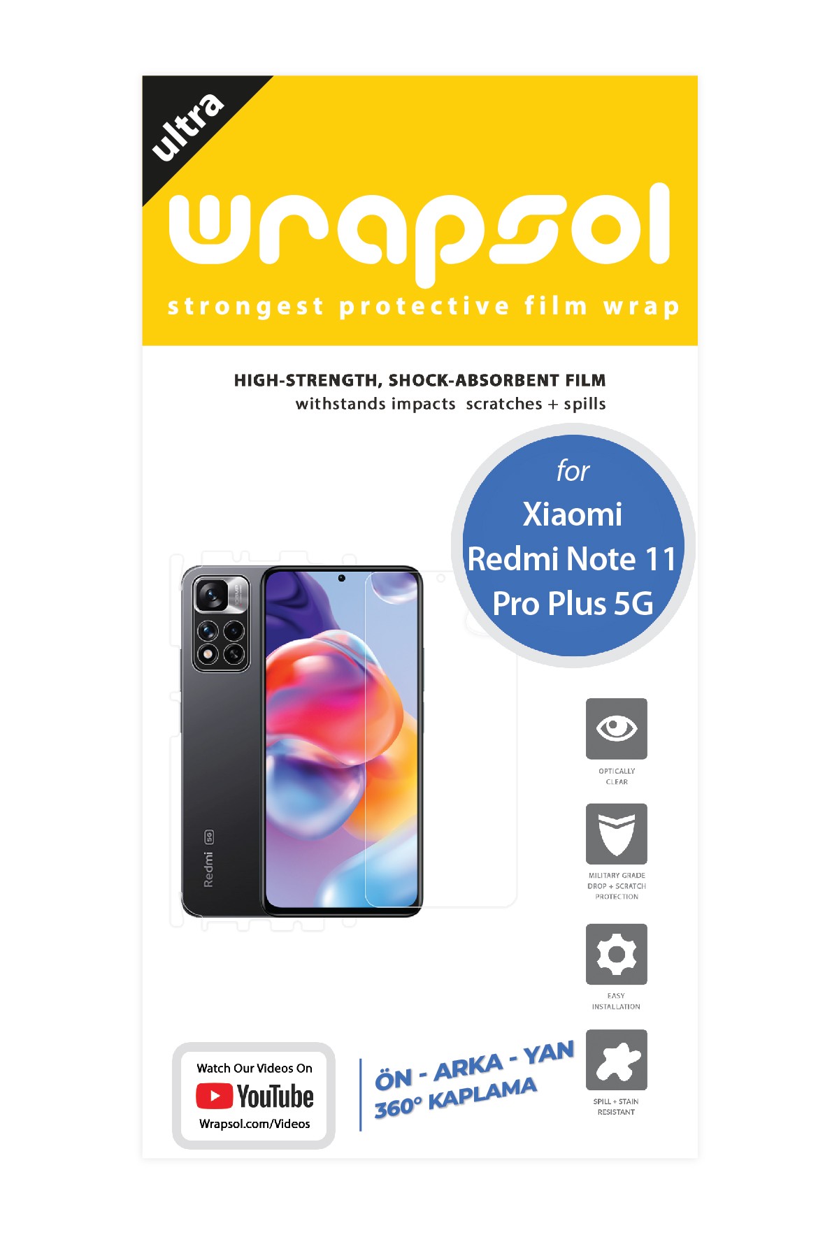Xiaomi Redmi Note 11 Pro Plus 5G - Fullbody Koruyucu Parlak Şeffaf Poliüretan Film (150 micron)