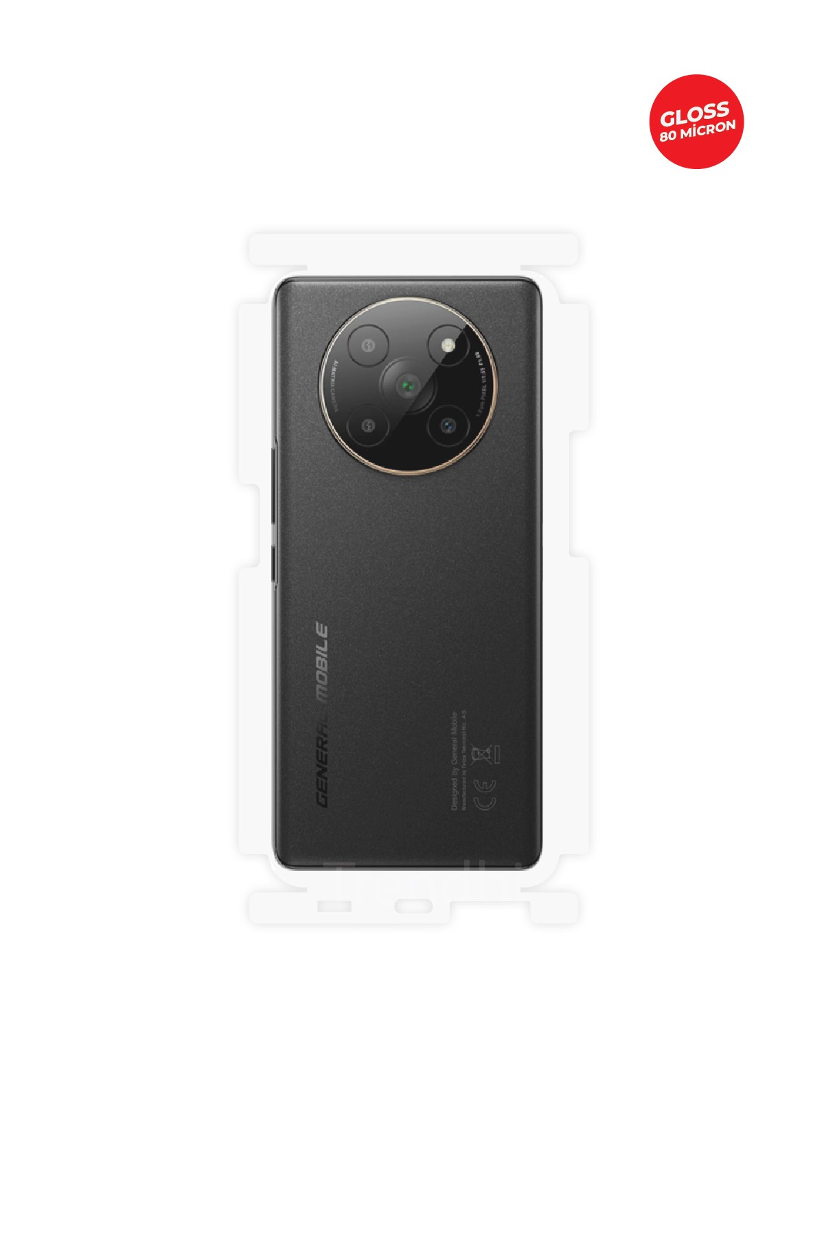 General Mobile Phoenix 5G - Arka/Yan Koruyucu Parlak Şeffaf TPU Film (80 micron)