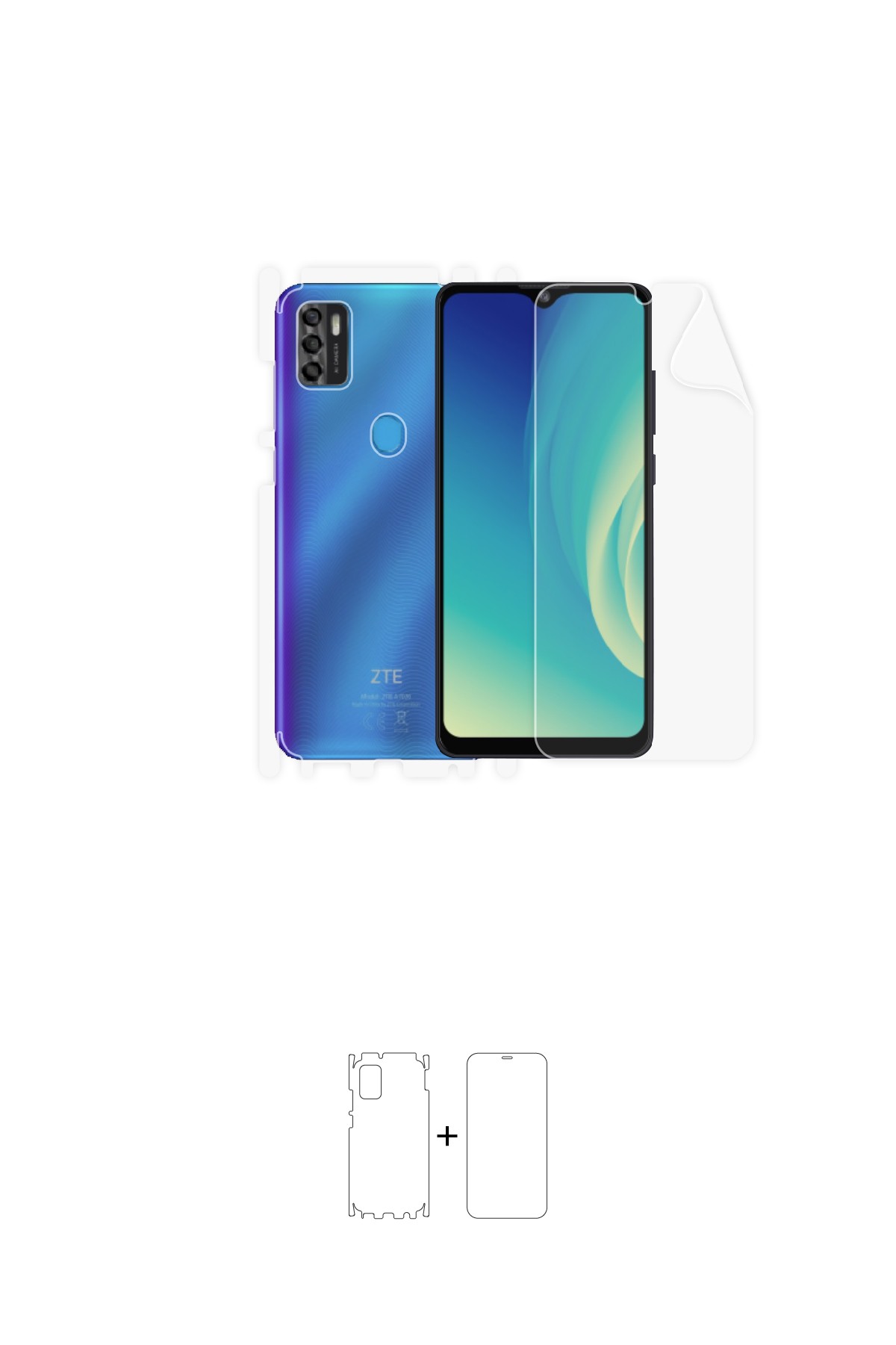 ZTE Blade A7s 2020 - Fullbody Koruyucu Parlak Şeffaf Poliüretan Film (150 micron)