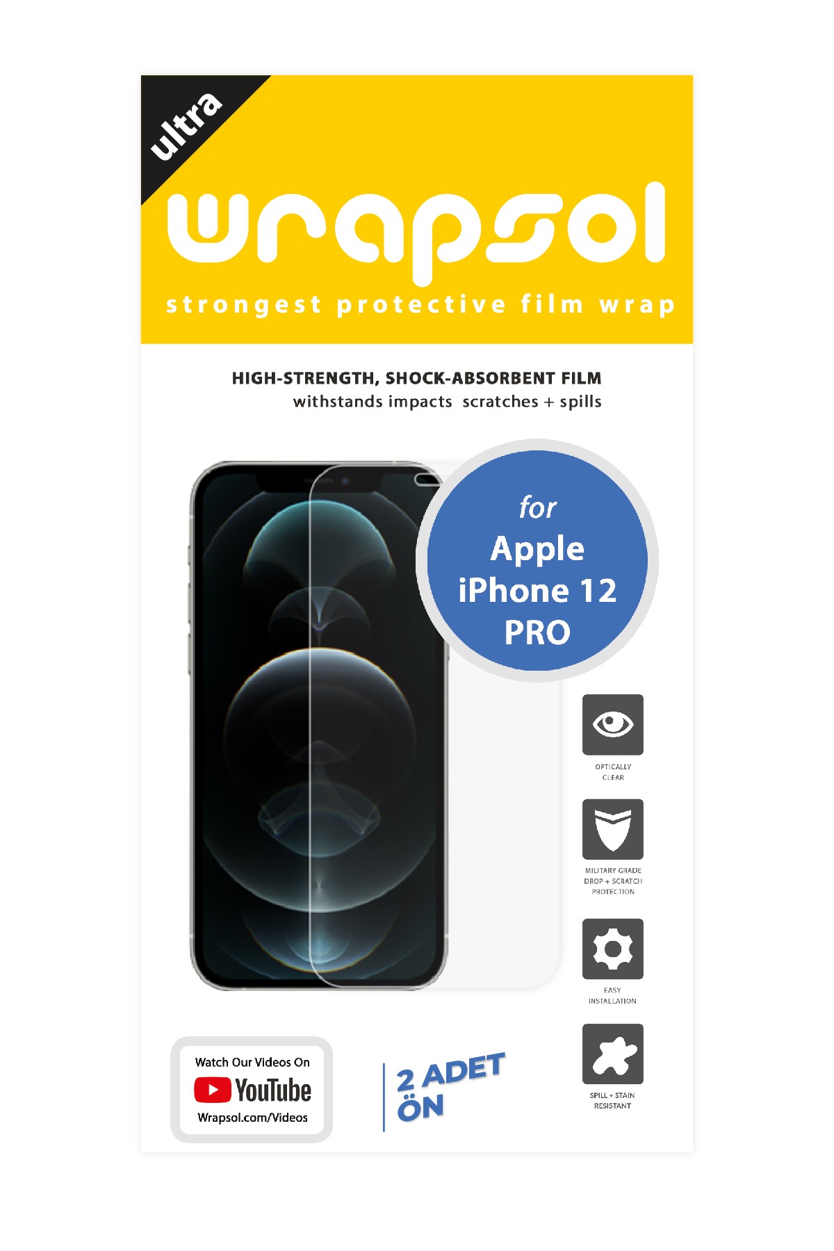 iPhone 12 Pro - Ekran Koruyucu Parlak Şeffaf Poliüretan Film (150 mikron)