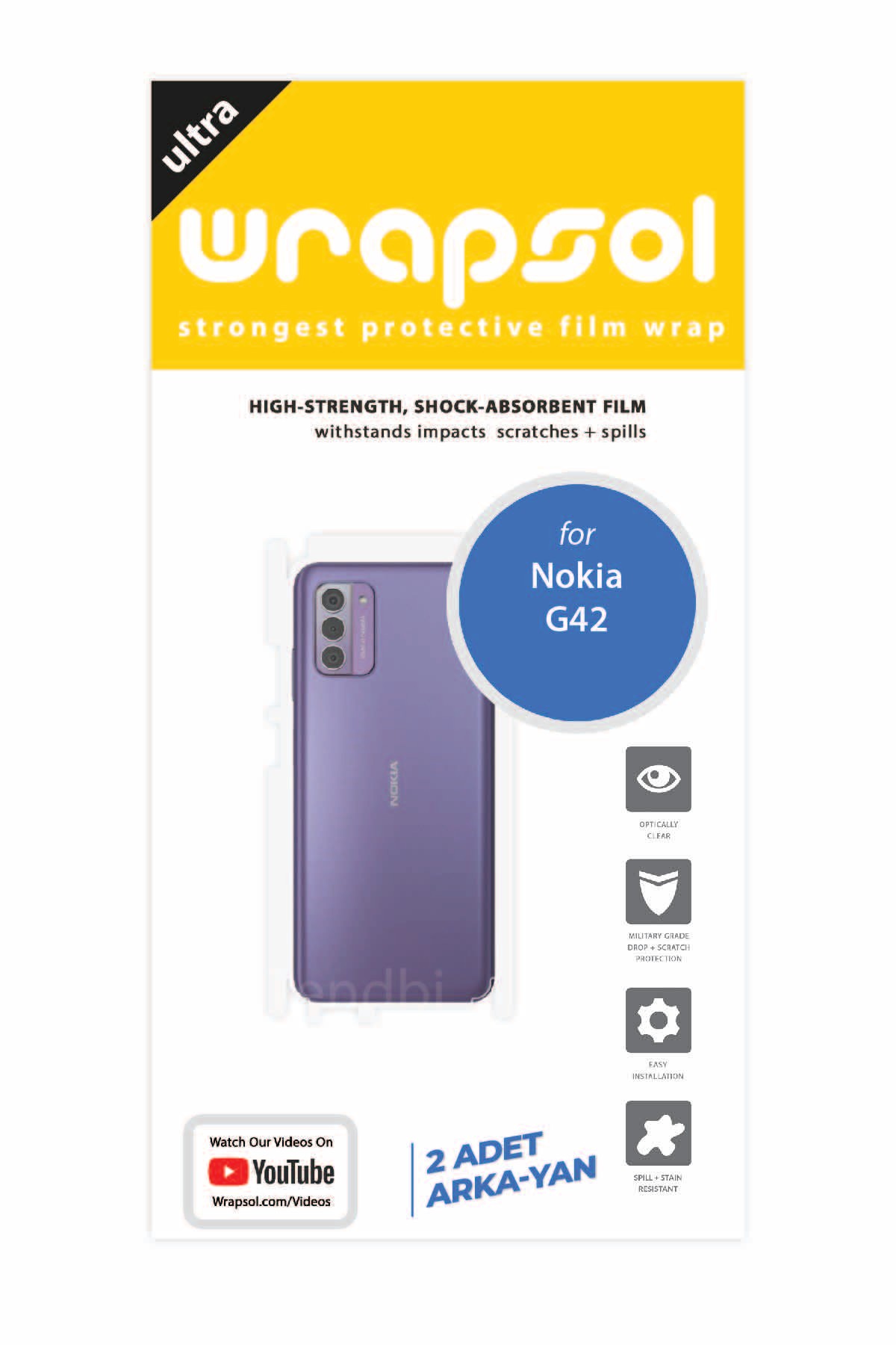 Nokia G42 - Arka/Yan Koruyucu Parlak Şeffaf Poliüretan Film (150 micron)