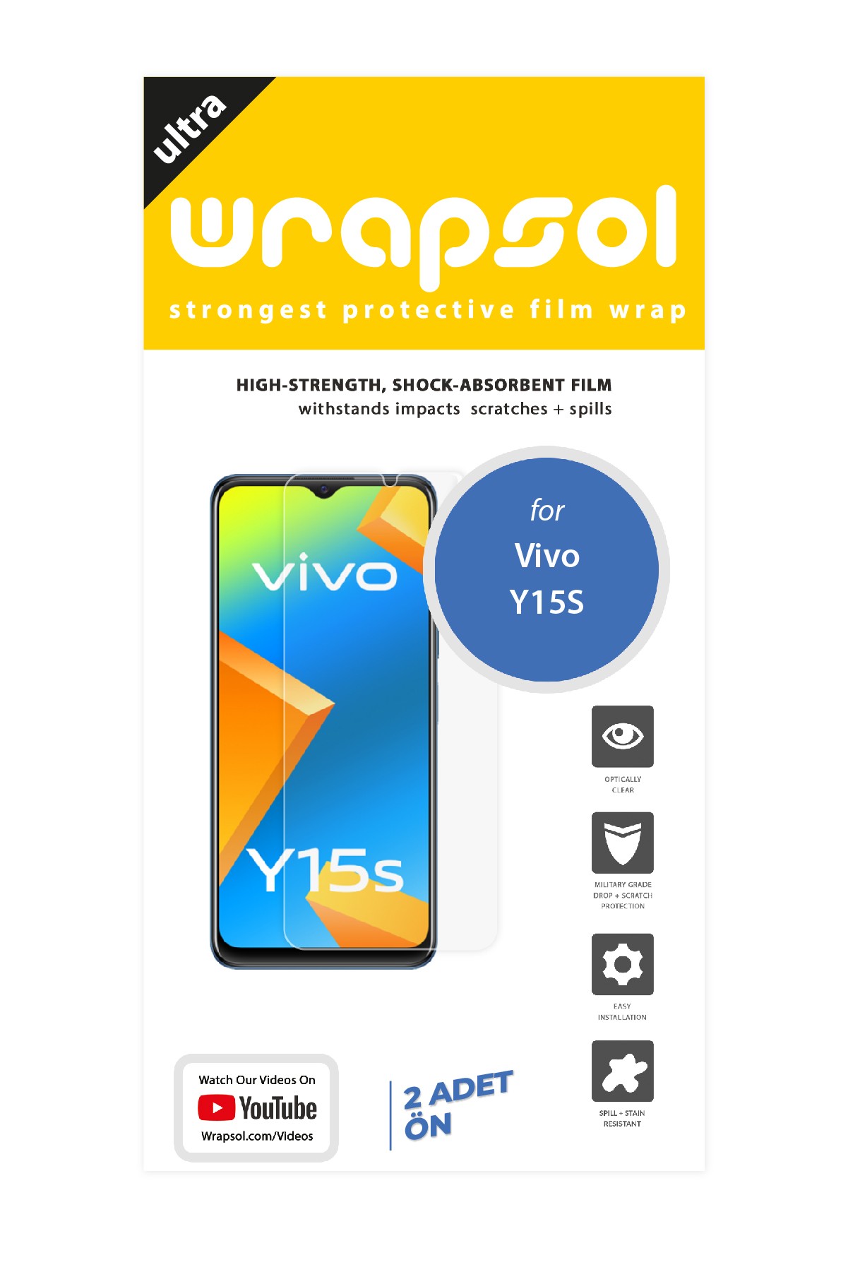Vivo Y15s - Ekran Koruyucu Parlak Şeffaf Poliüretan Film (150 mikron)