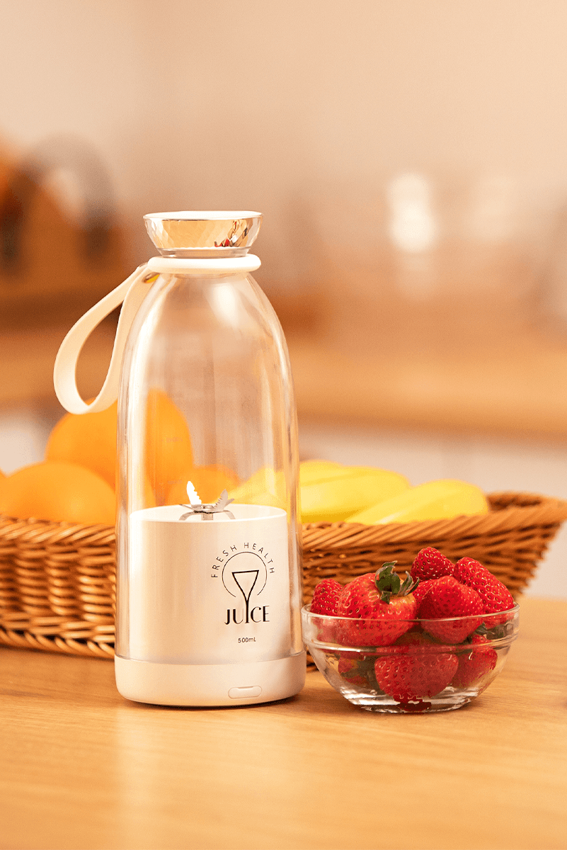 Smoothie Blender Taşınabilir Şarjlı Kişisel Mini Meyve Karıştırıcı 500 ml - Beyaz