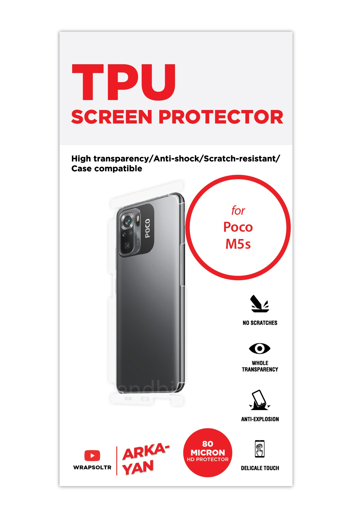 Xiaomi Poco M5s - Arka/Yan Koruyucu Parlak Şeffaf TPU Film (80 micron)