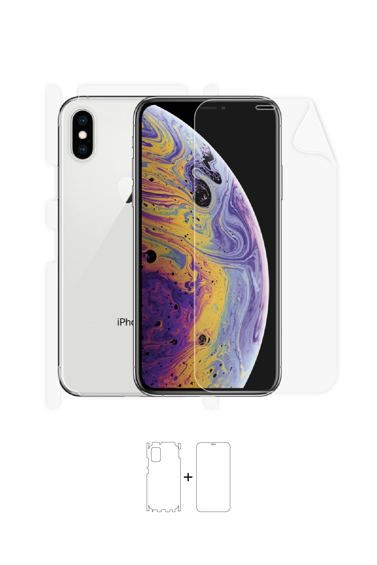 iPhone XS - Fullbody Koruyucu Parlak Şeffaf Poliüretan Film (150 micron)