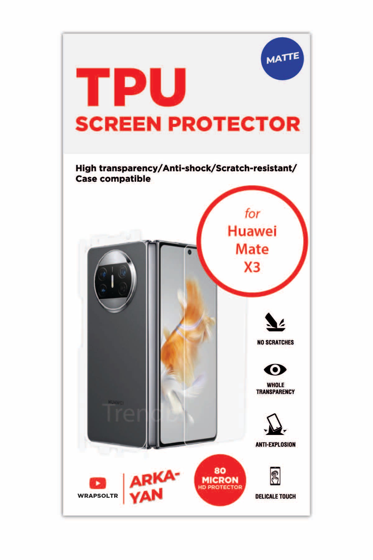 Huawei Mate X3 - Arka/Yan Koruyucu Mat TPU Film (80 micron)