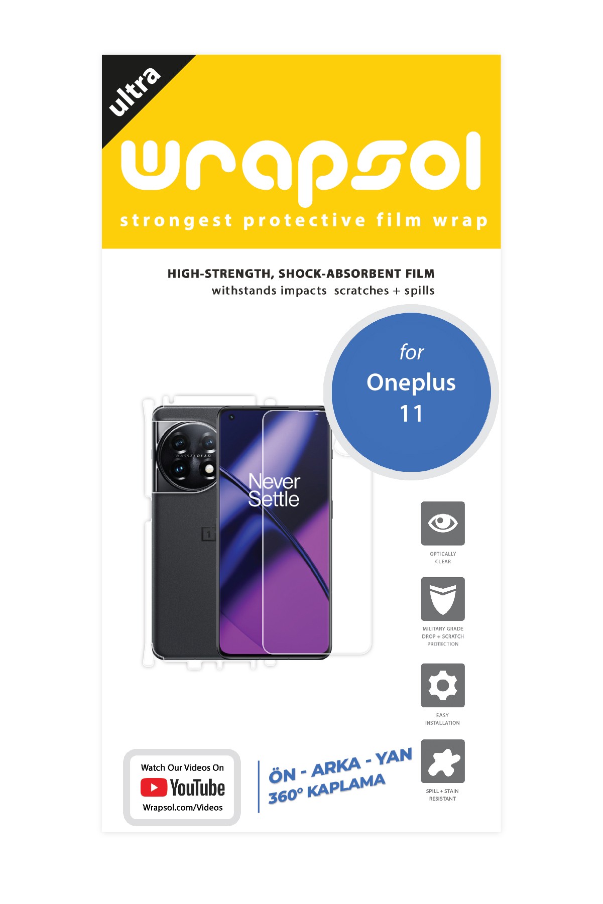Oneplus 11 - Fullbody Koruyucu Parlak Şeffaf Poliüretan Film (150 micron)
