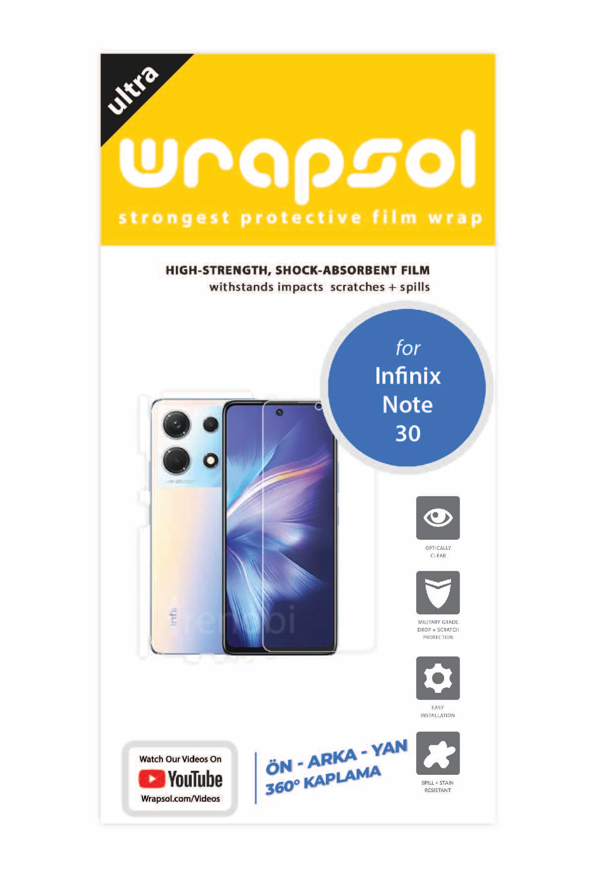 Infinix Note 30 - Fullbody Koruyucu Parlak Şeffaf Poliüretan Film (150 micron)