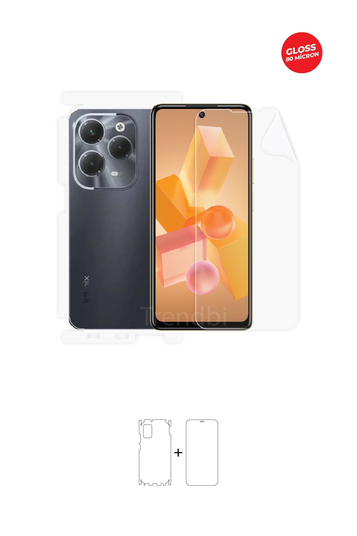 Infinix Hot 40 Pro - Fullbody Koruyucu Parlak Şeffaf TPU Film (80 micron)