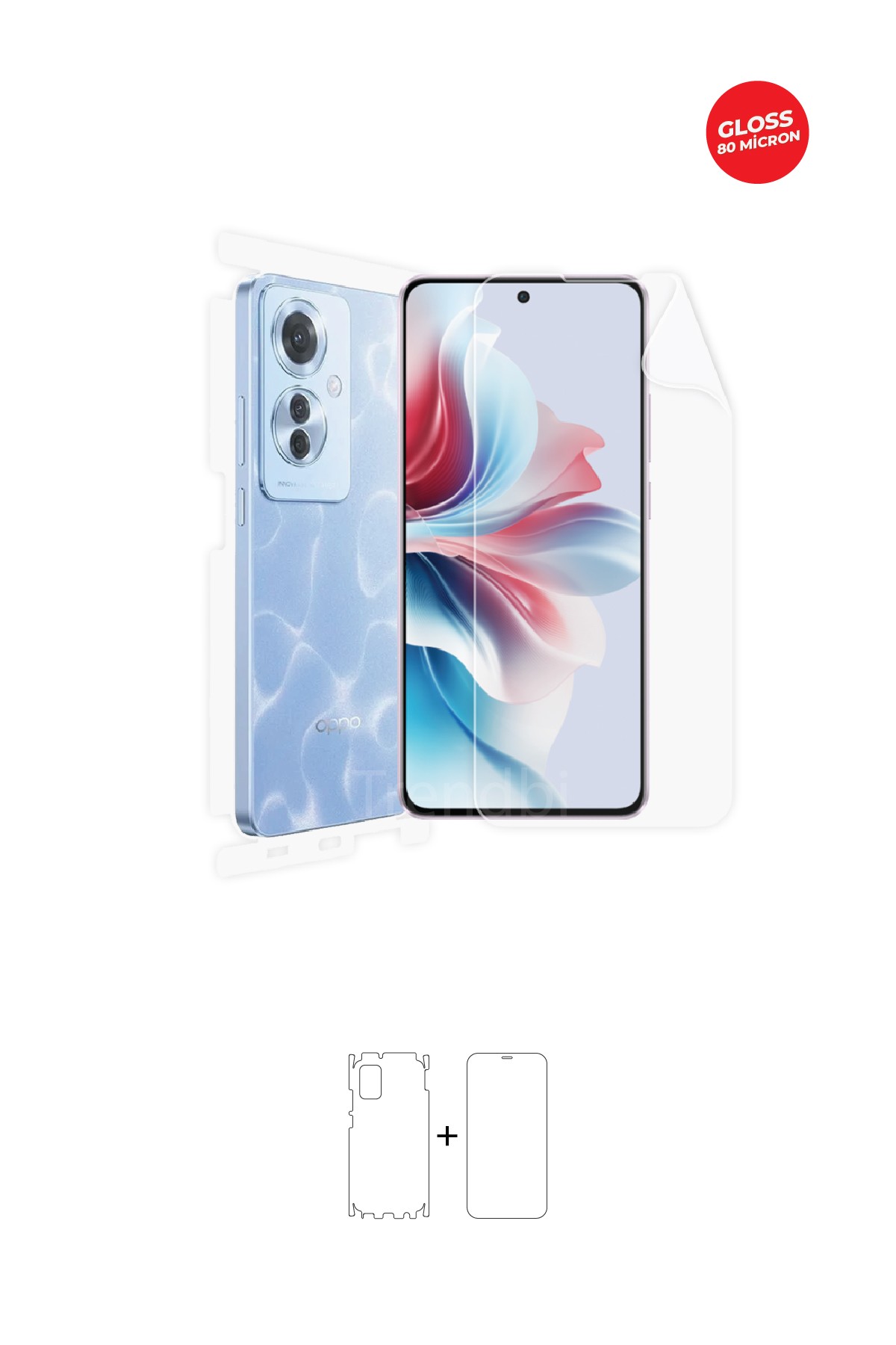 Oppo Reno 11F 5G - Fullbody Koruyucu Parlak Şeffaf TPU Film (80 micron)