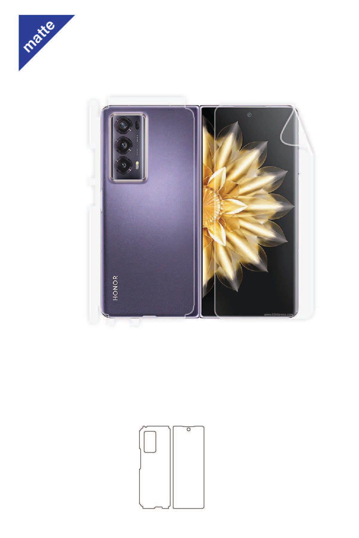 Honor Magic V2 - Arka/Yan Koruyucu Mat Şeffaf Poliüretan Film (150 micron)