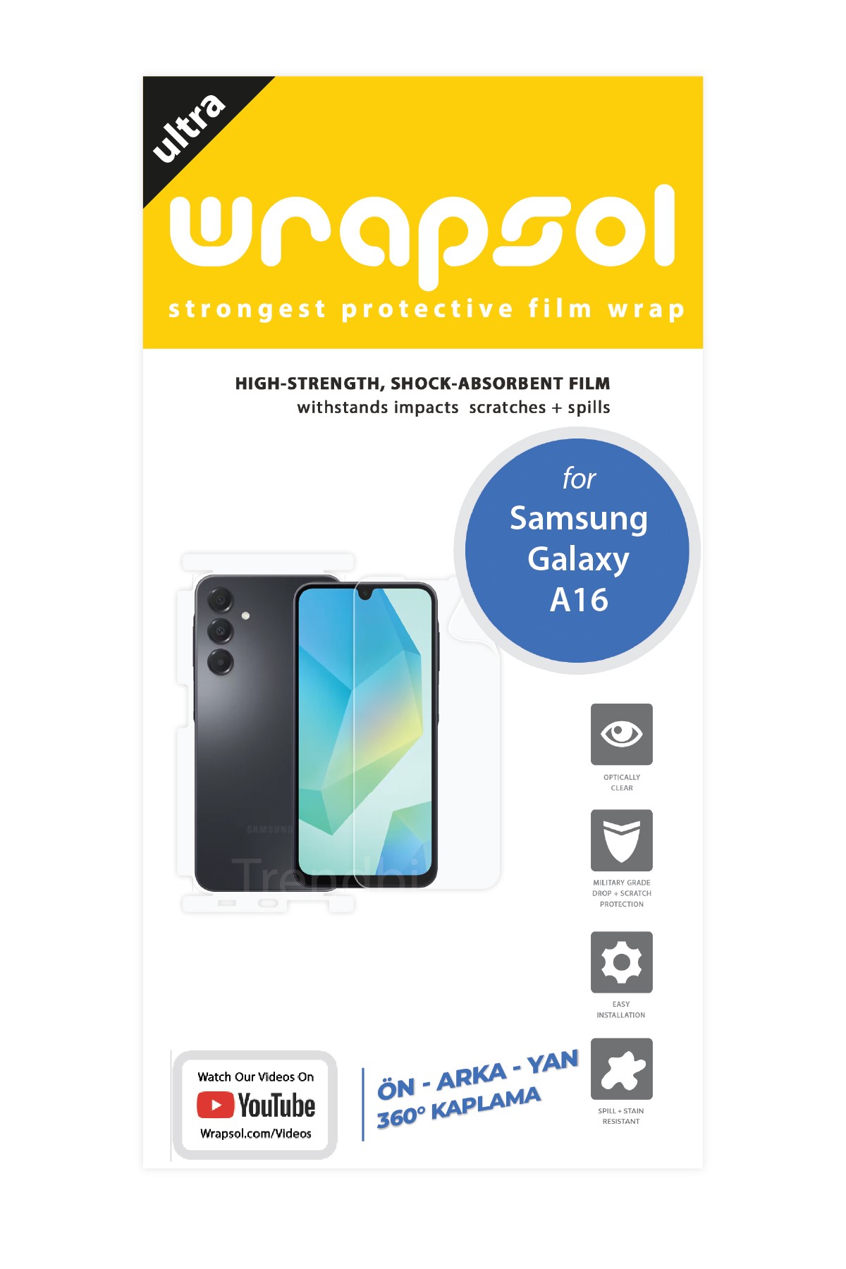 Samsung Galaxy a16 - Fullbody Koruyucu Parlak Şeffaf Poliüretan Film (150 micron)