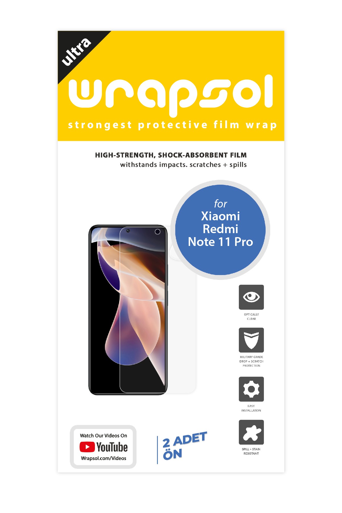 Xiaomi Redmi Note 11 Pro Plus - Ekran Koruyucu Parlak Şeffaf Poliüretan Film (150 mikron)