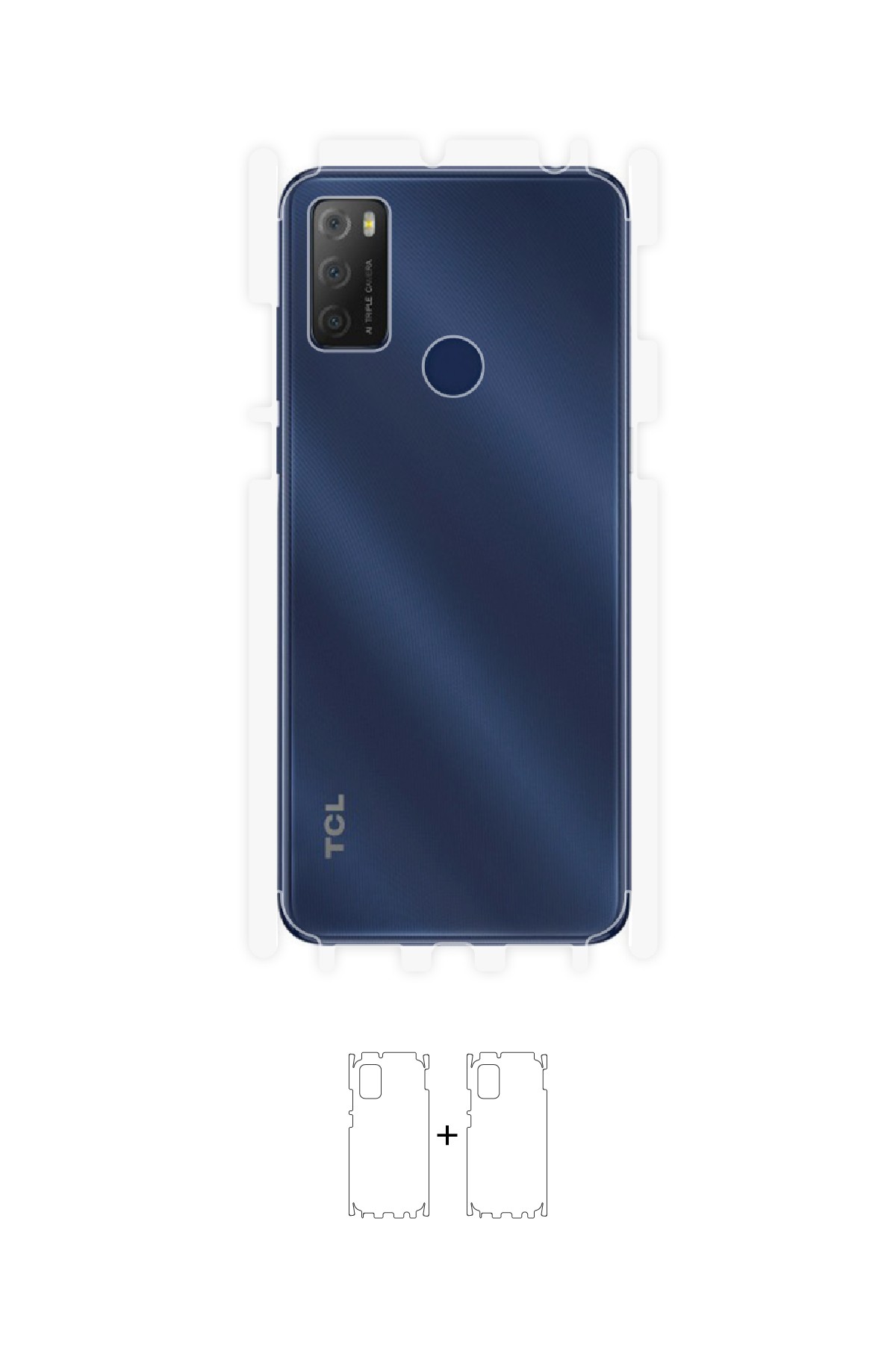 TCL 20e - Arka/Yan Koruyucu Parlak Şeffaf Poliüretan Film (150 micron)