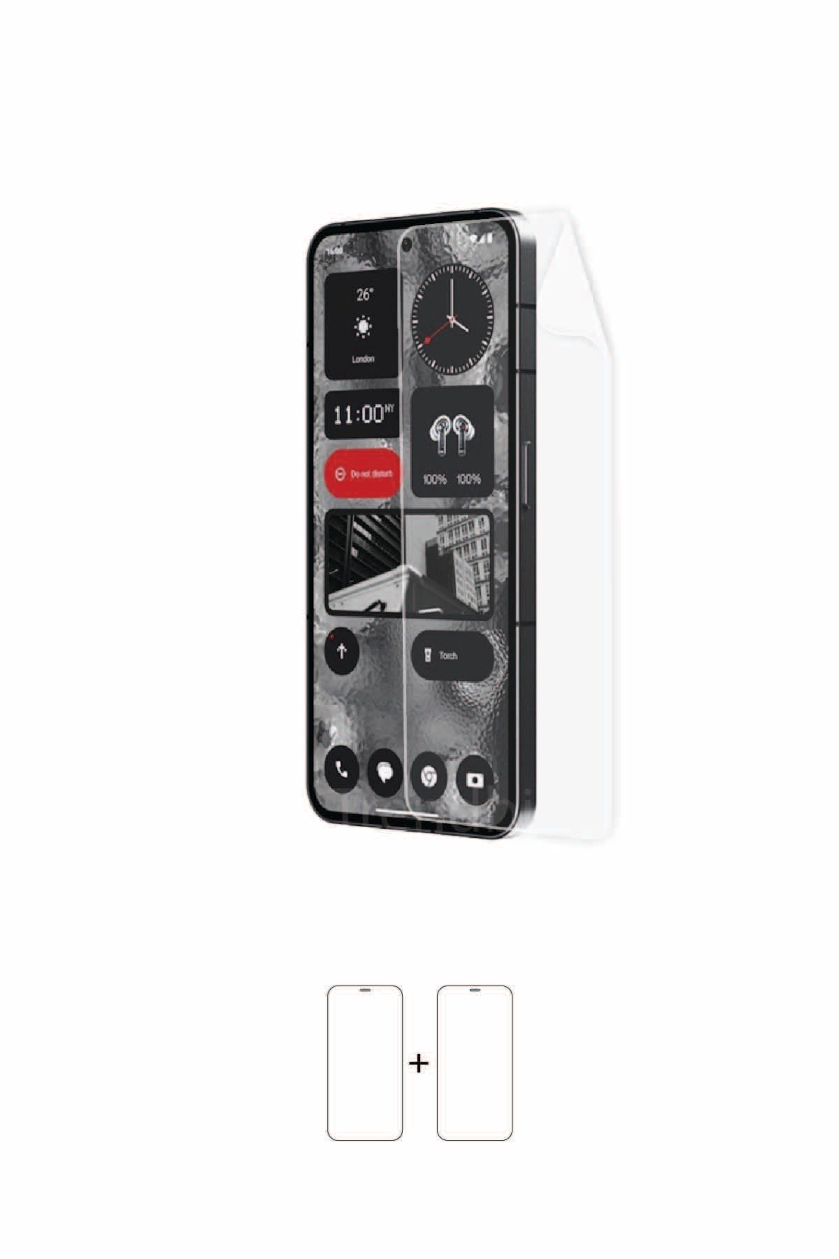 Nothing Phone 2 - Ekran Koruyucu Parlak Şeffaf Poliüretan Film (150 mikron)