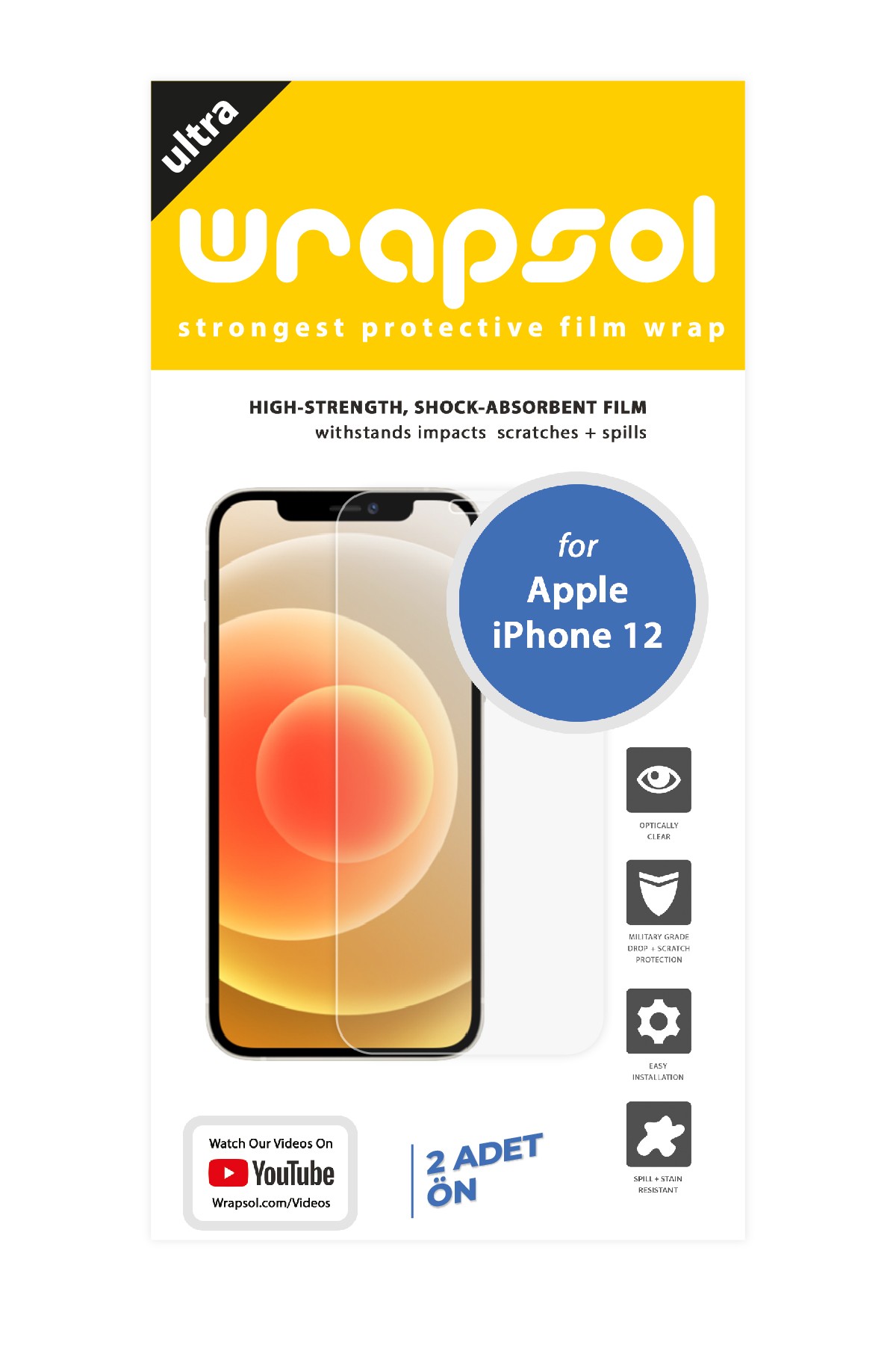 iPhone 12 - Ekran Koruyucu Parlak Şeffaf Poliüretan Film (150 mikron)