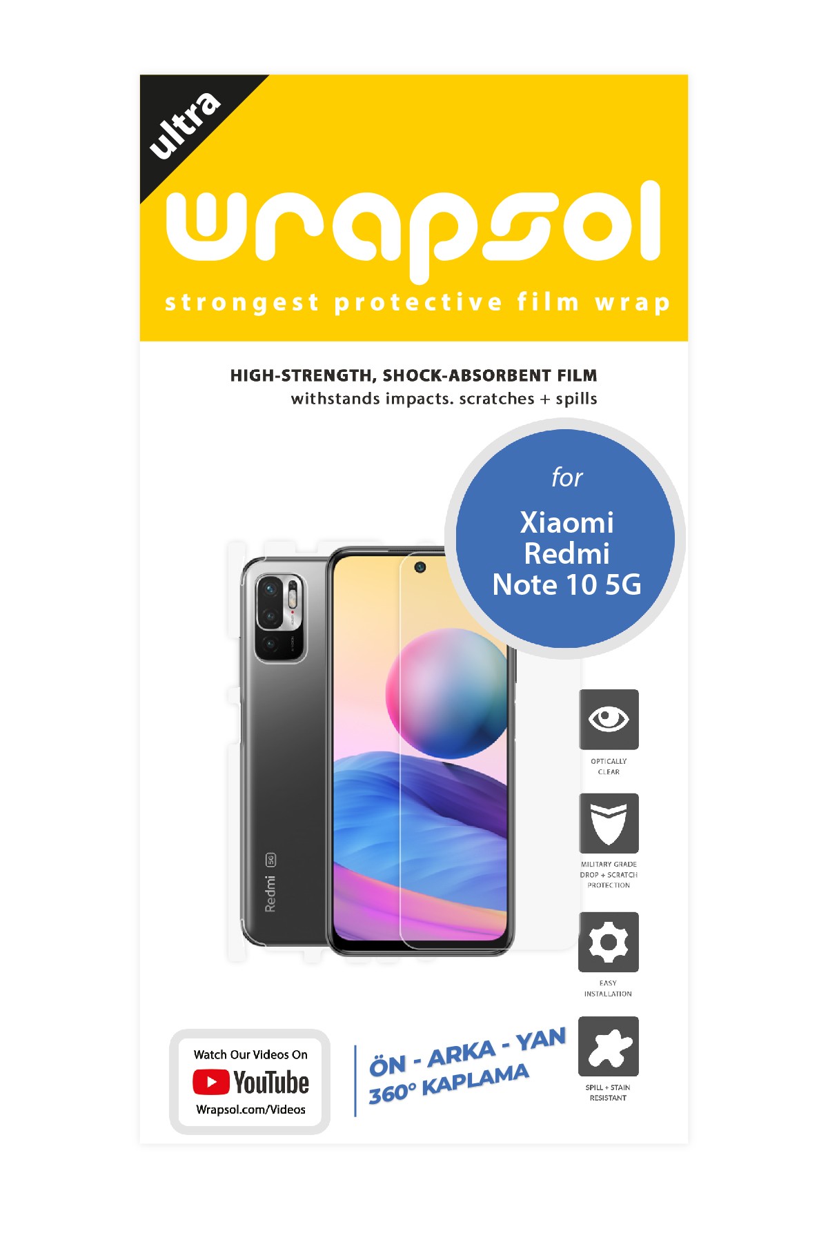 Xiaomi Redmi Note 10 5G - Fullbody Koruyucu Parlak Şeffaf Poliüretan Film (150 micron)