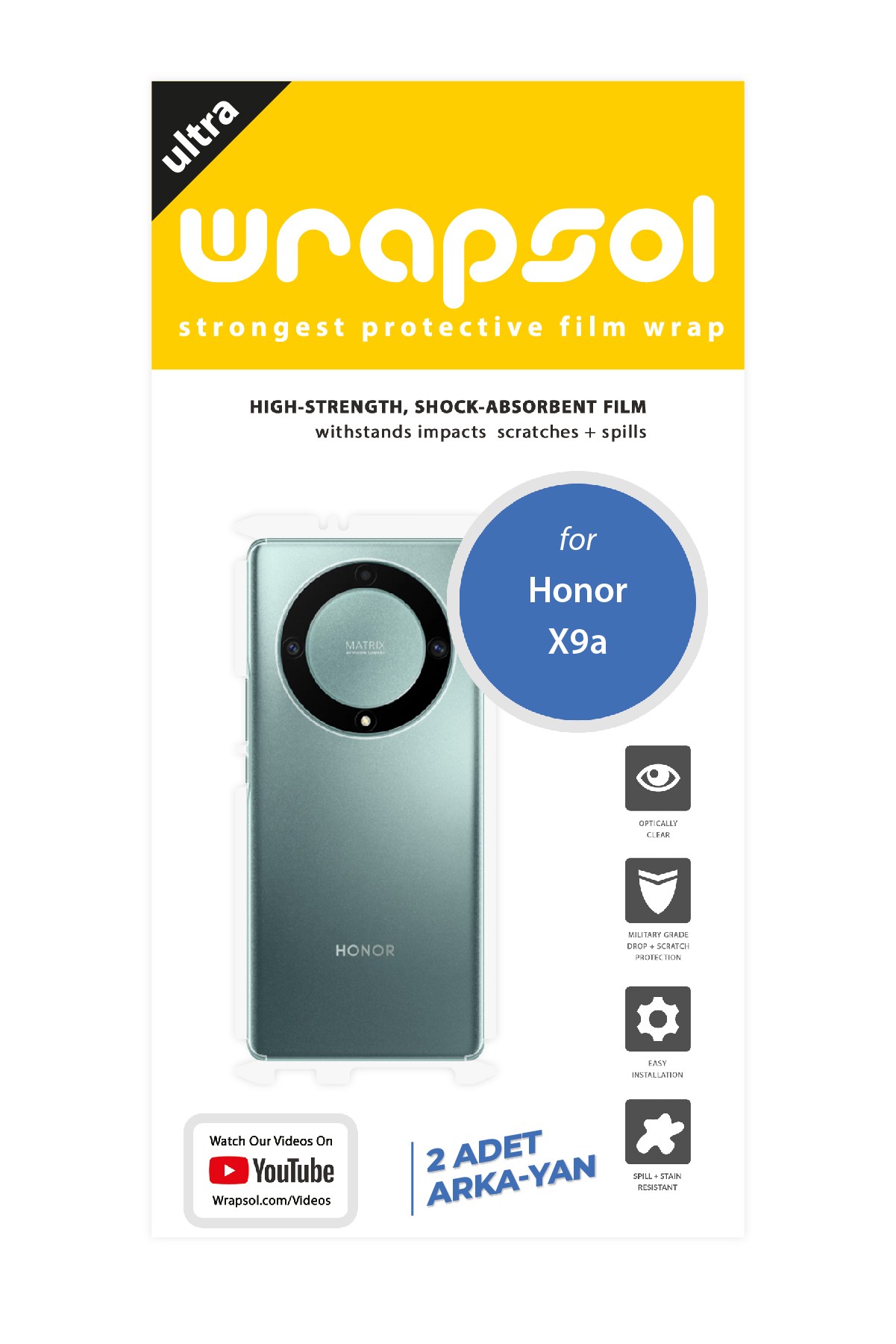 Honor X9a - Arka/Yan Koruyucu Parlak Şeffaf Poliüretan Film (150 micron)