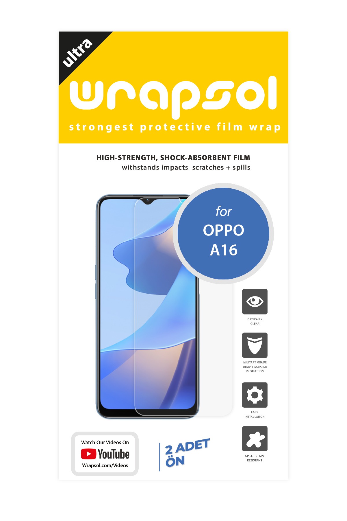 Oppo A16 - Ekran Koruyucu Parlak Şeffaf Poliüretan Film (150 mikron)