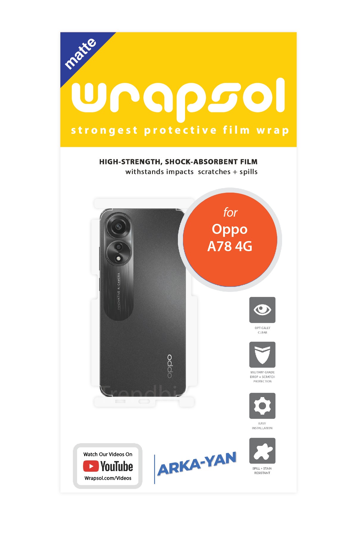 Oppo A78 4G - Arka/Yan Koruyucu Mat Şeffaf Poliüretan Film (150 micron)
