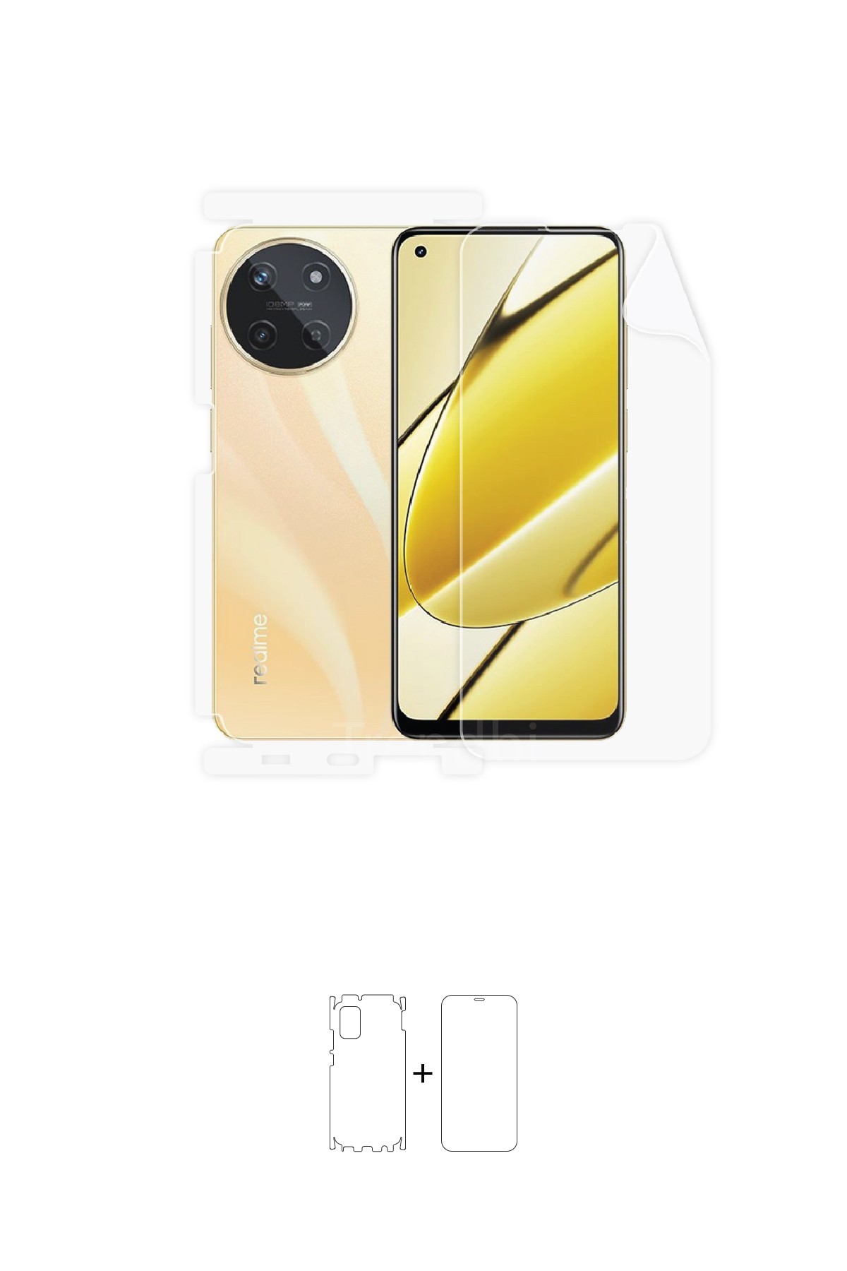 Realme 11 4G - Fullbody Koruyucu Parlak Şeffaf Poliüretan Film (150 micron)