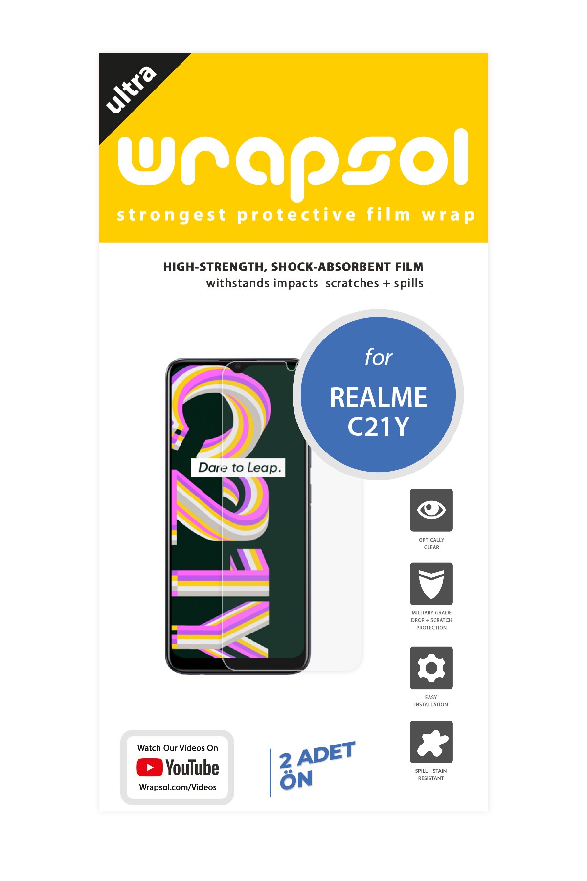 Realme C21Y - Ekran Koruyucu Parlak Şeffaf Poliüretan Film (150 mikron)