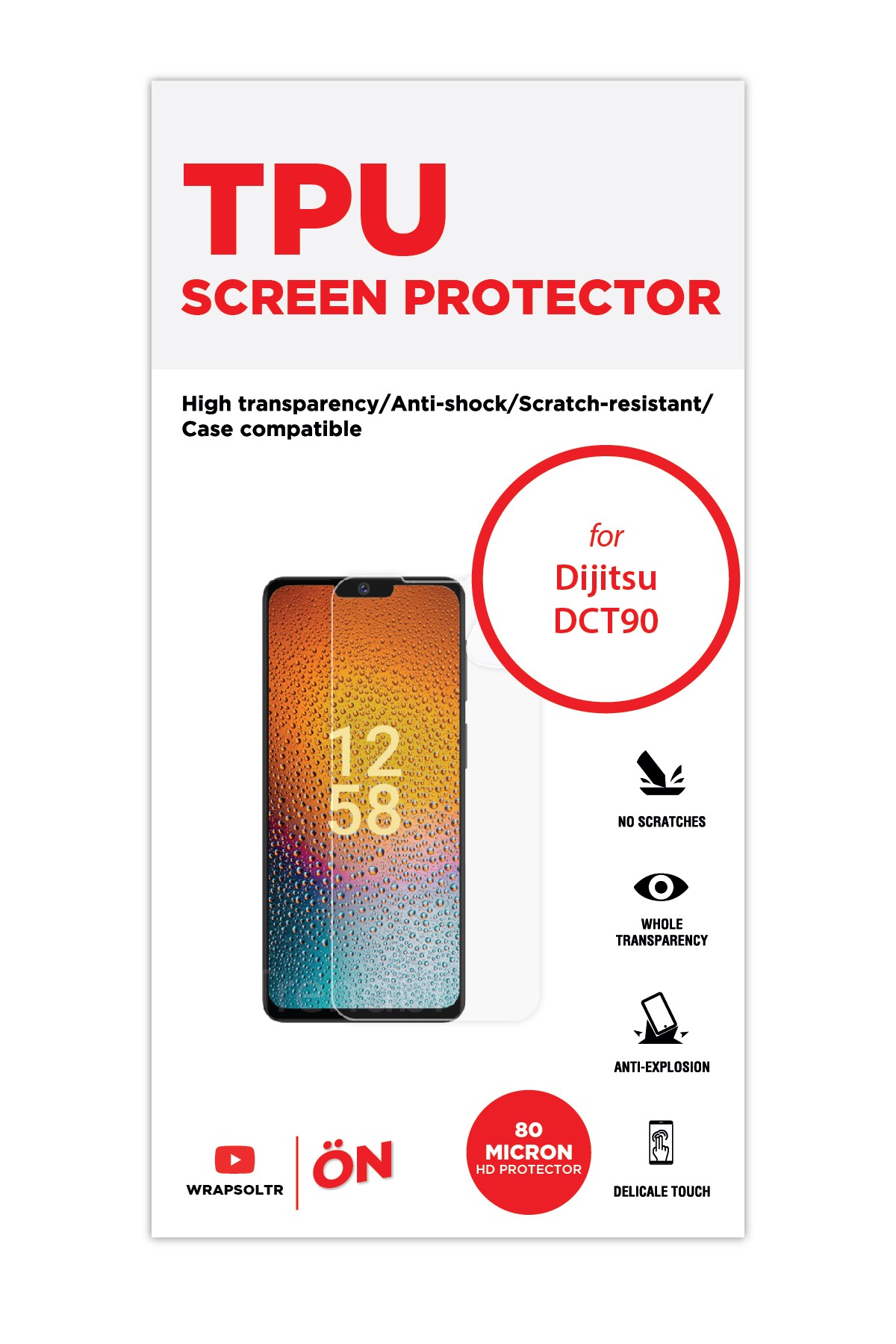 Dijitsu Dct90 - Ekran Koruyucu Parlak Şeffaf TPU Film (80 micron)